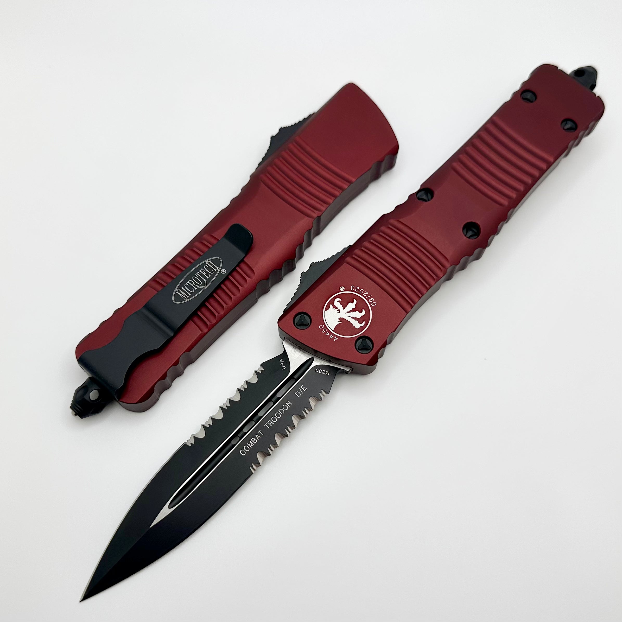 Microtech Combat Troodon Double Edge Black Partial Serrated & Merlot 142-2MR