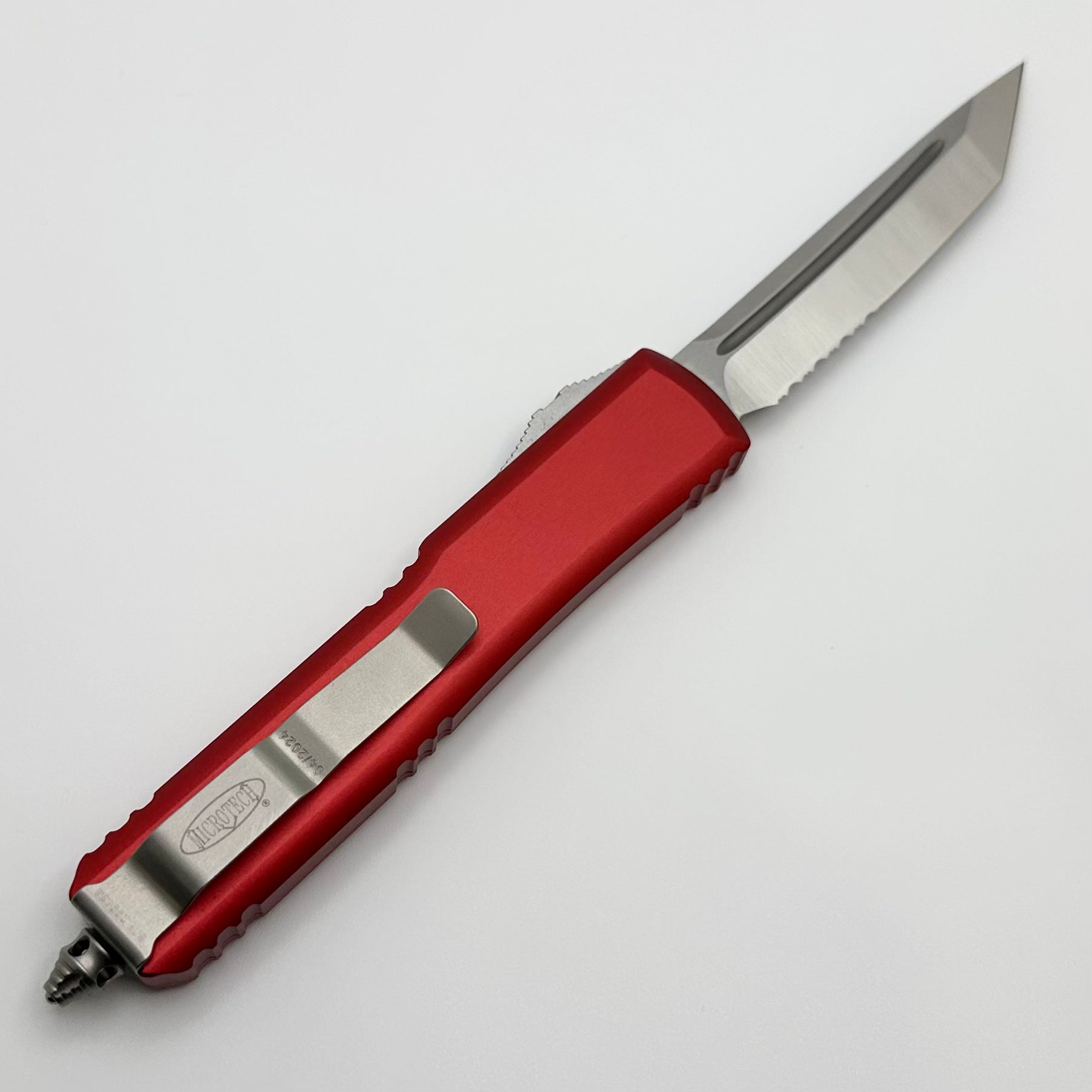 Microtech Ultratech Tanto Satin Partial Serrated & Red 123-5RD