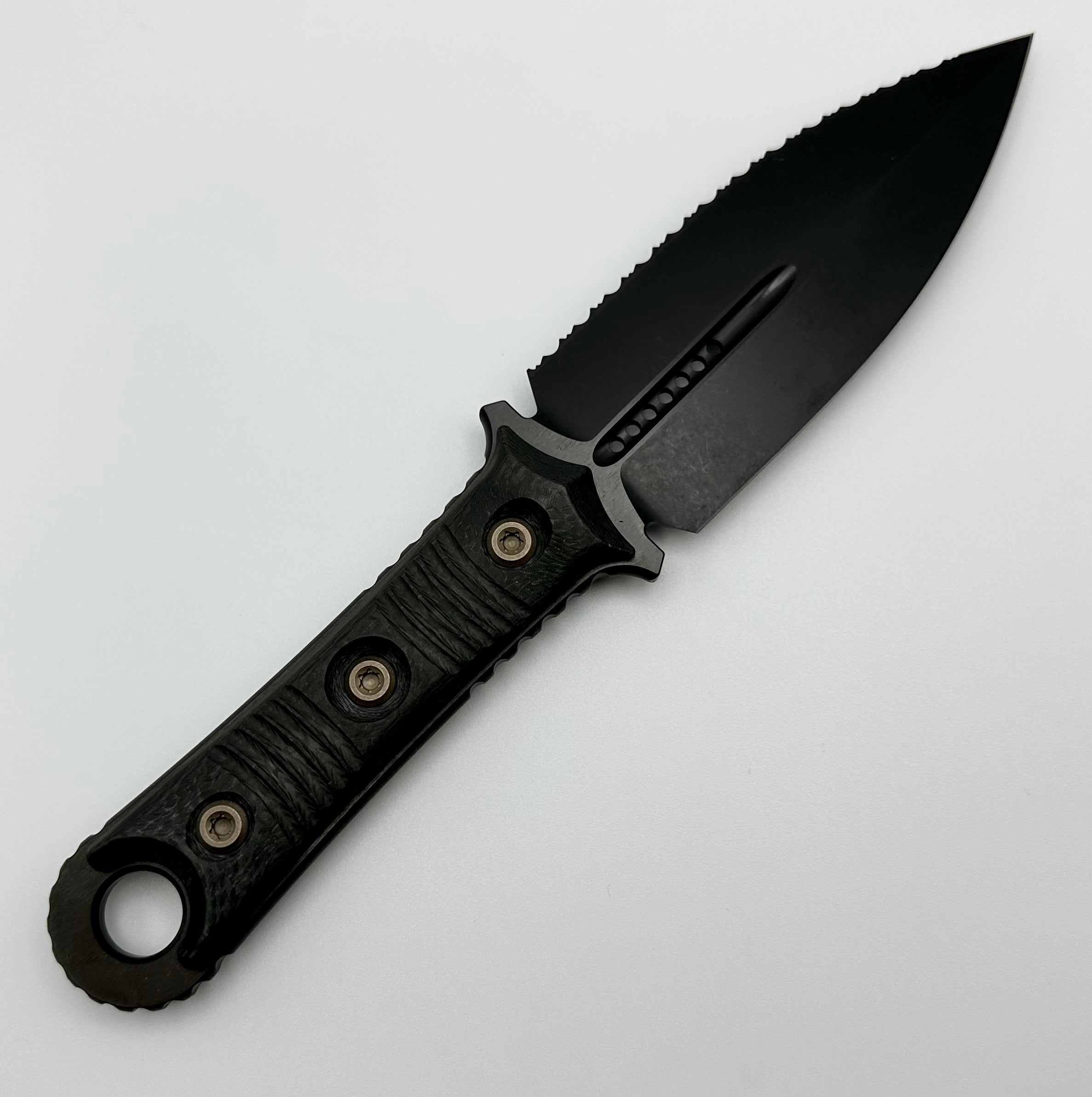 Microtech Knives & Borka Blades SBD DLC Full Serrated & Carbon Fiber 201-3DLCCFS