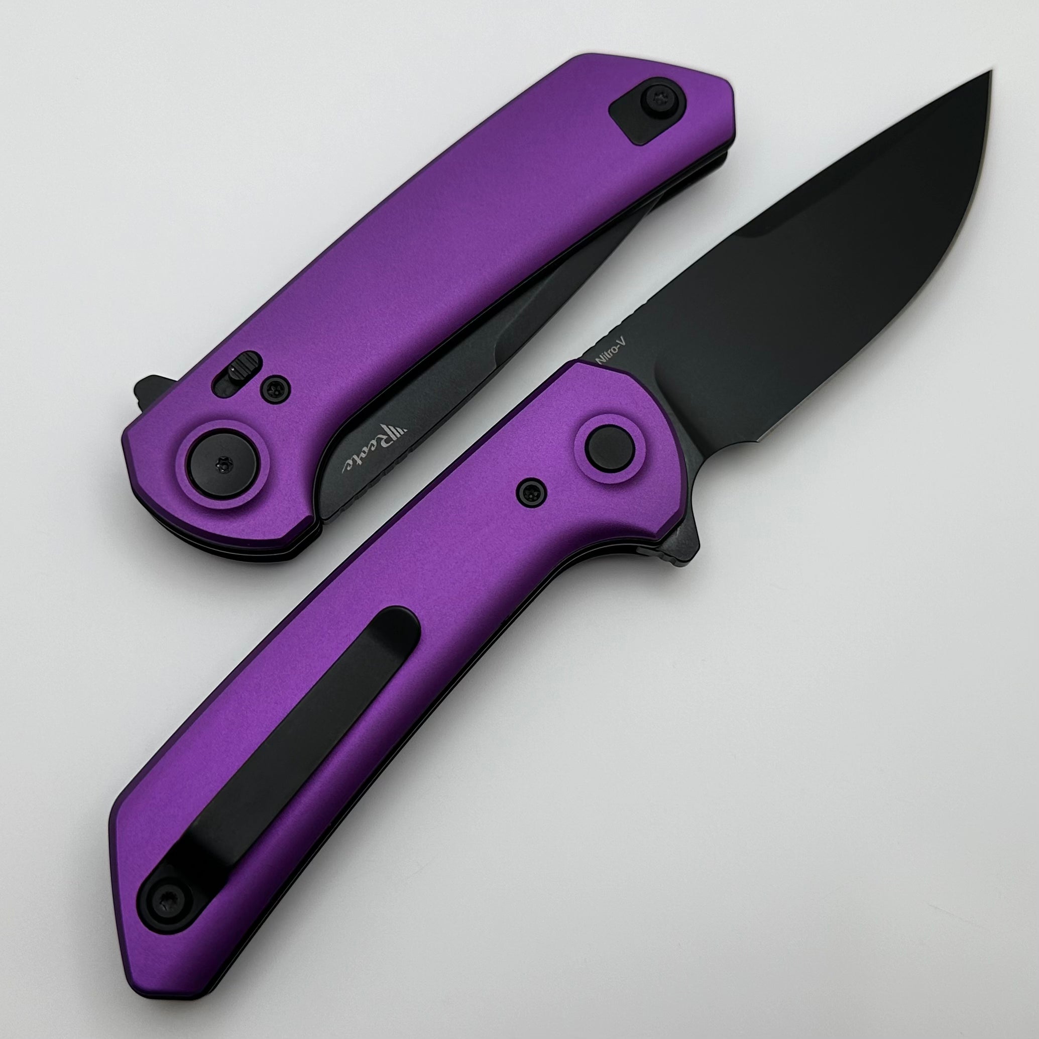 Reate Knives PL-XF Purple Aluminum Handles & PVD Nitro-V