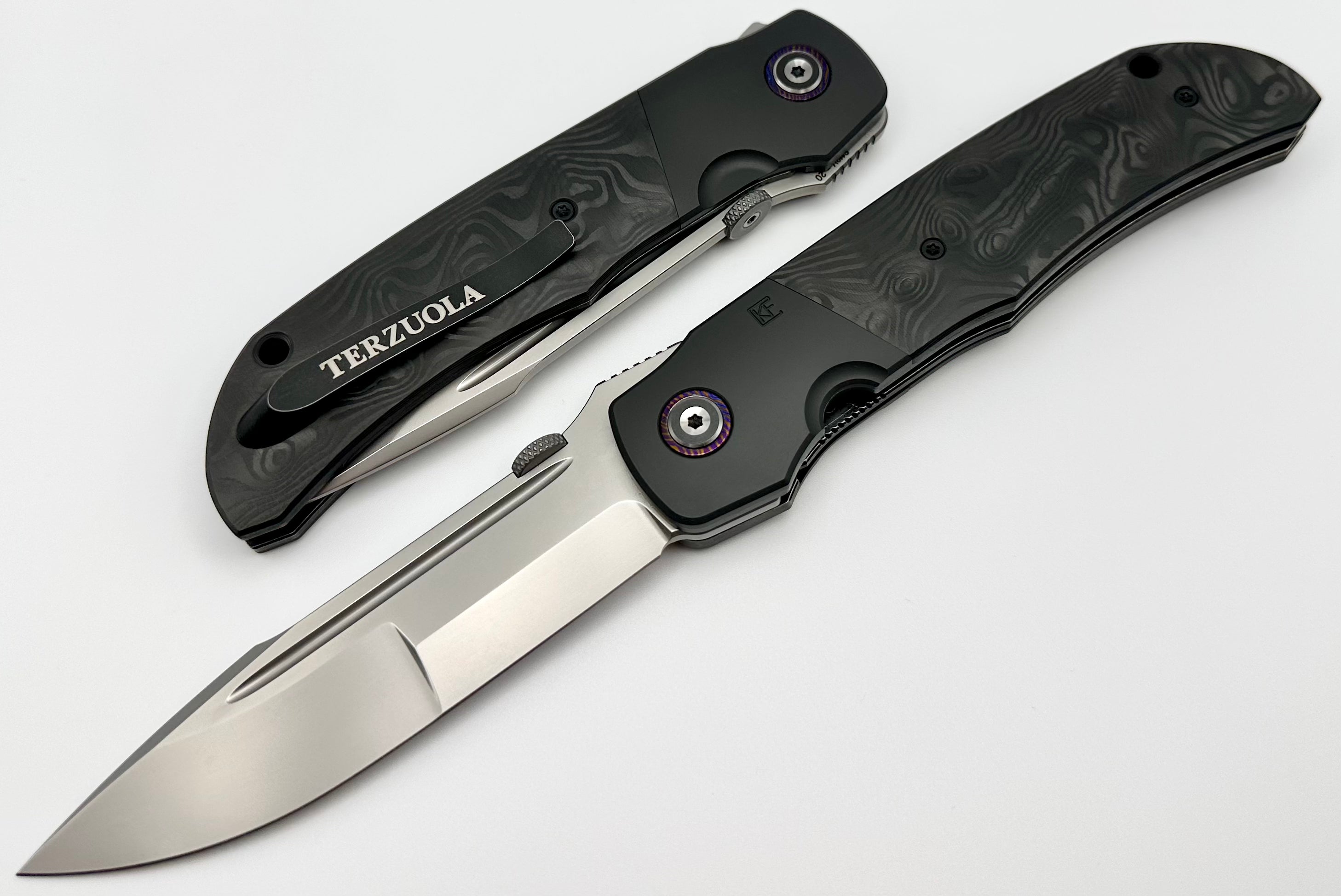 Custom Knife Factory Eagle Rock Zirc Bolsters w/ Carbon Fiber & S110V