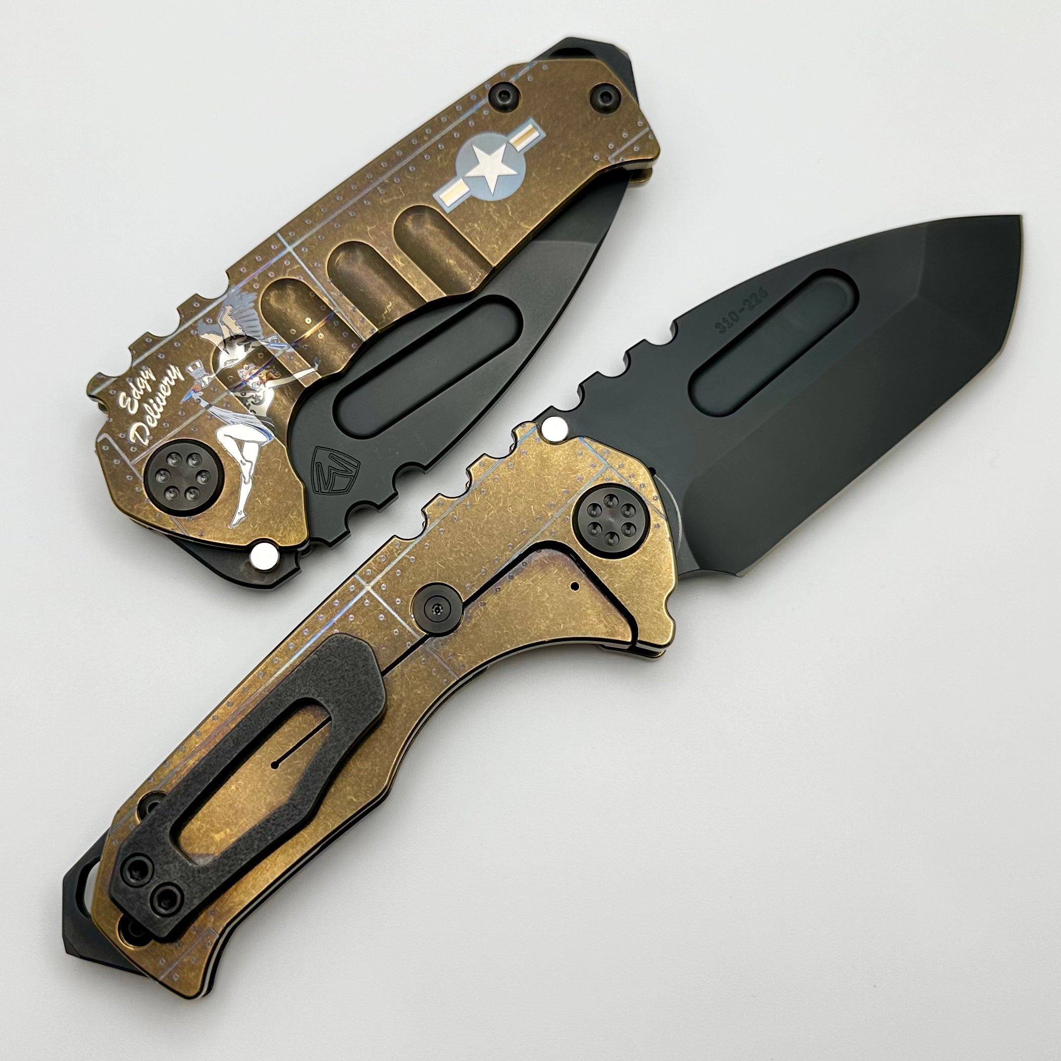 Medford Praetorian Genesis T Bronze Aviation Handles w/ Black Hardware & Flat Ground S45VN DLC Tanto