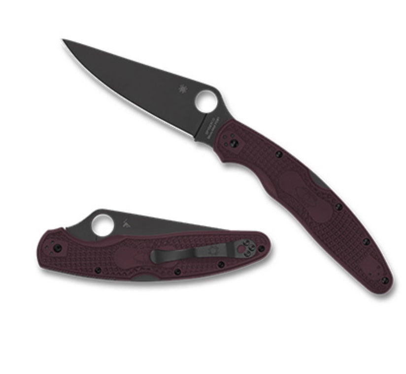 Spyderco Police 4 Burgundy FRN & Micro Melt PD#1 Sprint Run C07BGBKP4