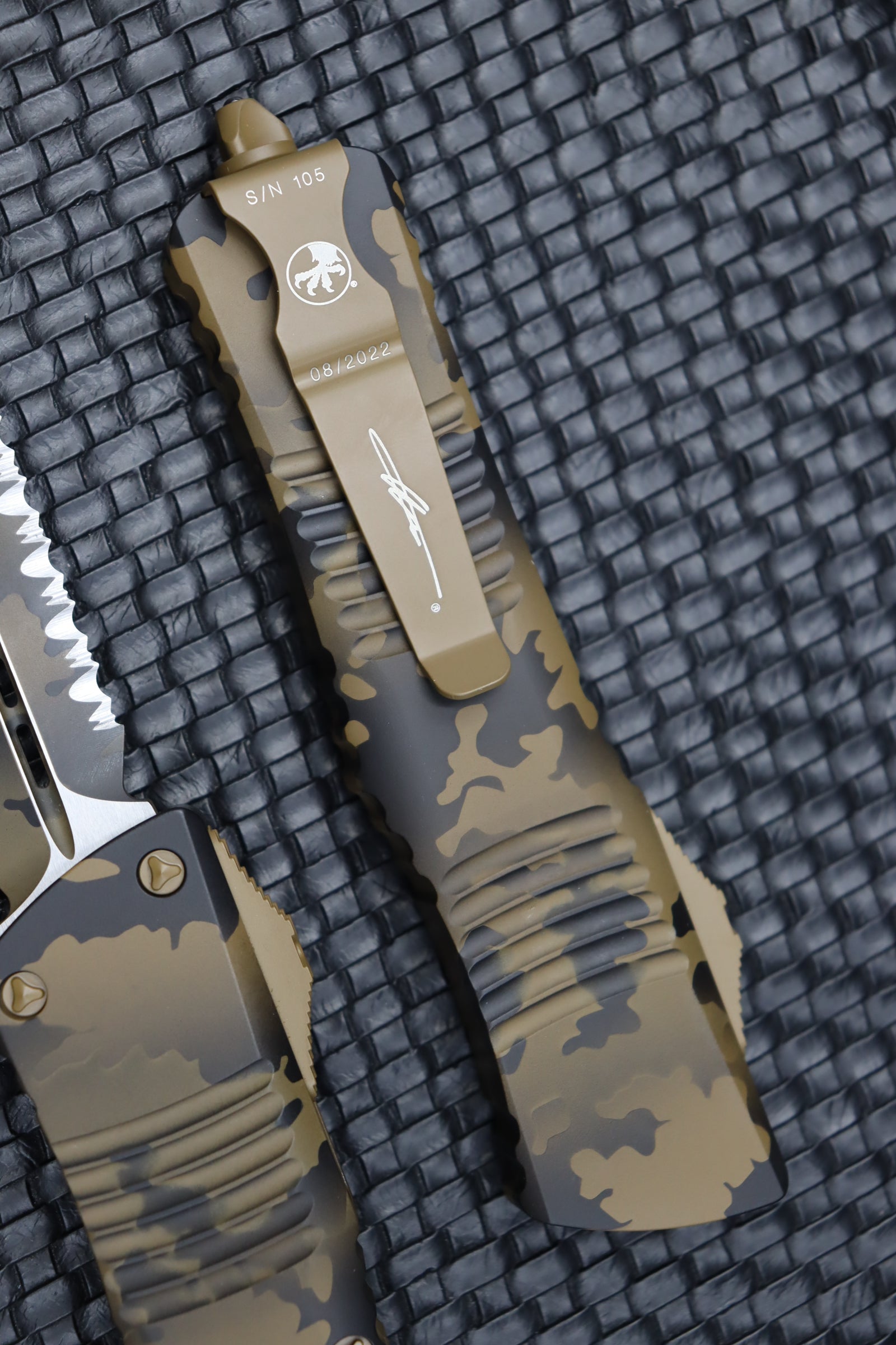 Microtech Combat Troodon Coyote Camo w/ Double Edge Full Serrated Camo  142-3CCS