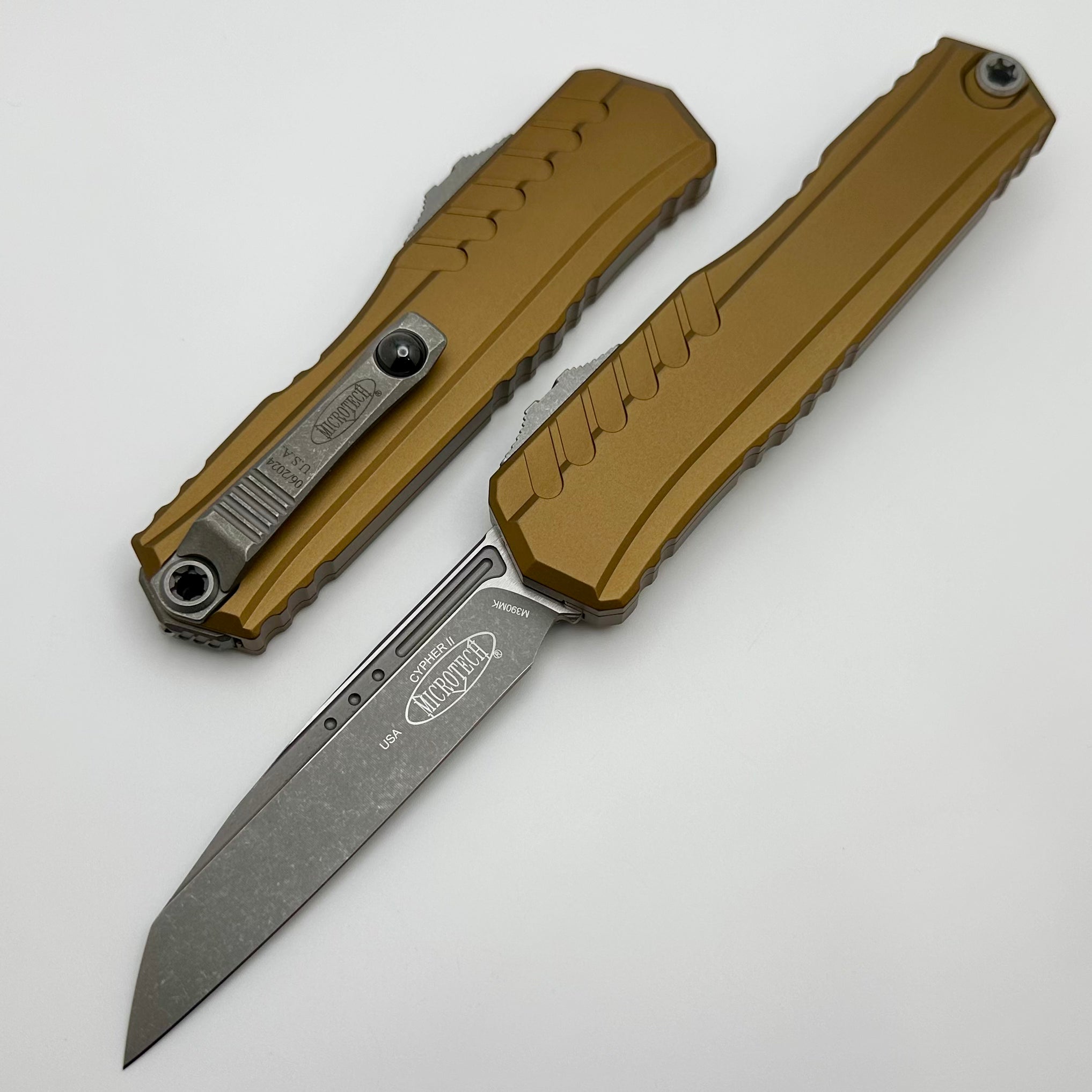 Microtech Cypher II S/E Apocalyptic Standard & Tan Handle 1241-10APTA