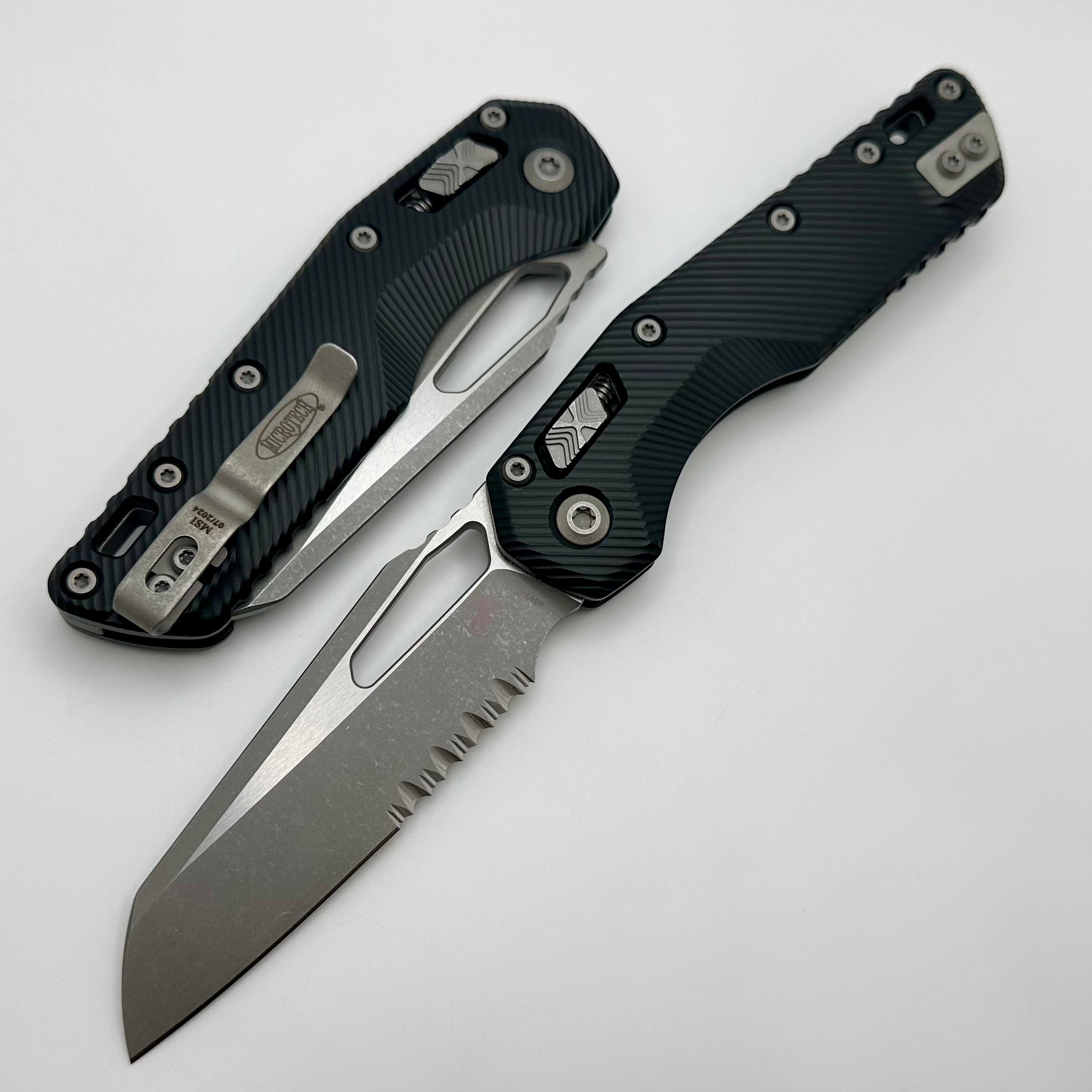 Microtech Knives MSI RAM LOK Black Fluted Aluminum & Partial Serrated Apocalyptic M390MK 210-11APFL