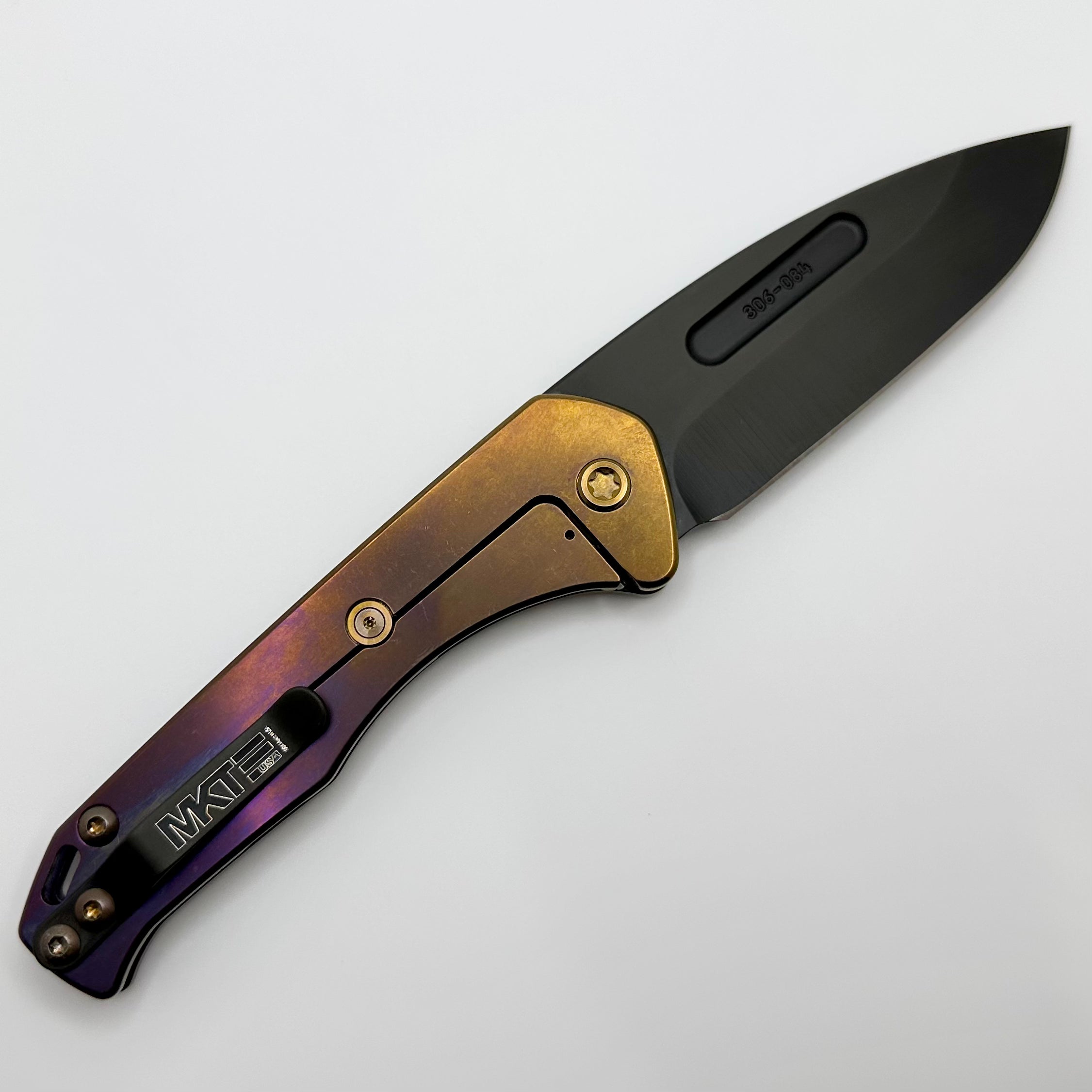 Medford Praetorian Slim S45VN PVD Drop Point & Violet-Bronze Fade Handles w/ Bronze Hardware & PVD Clip