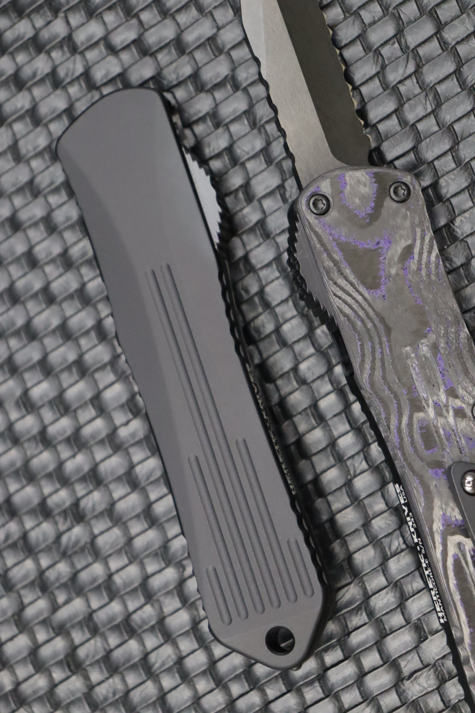 Heretic Knives Manticore E Serrated Bowie DLC & Purple Camo Carbon H026B-6B-PUCF