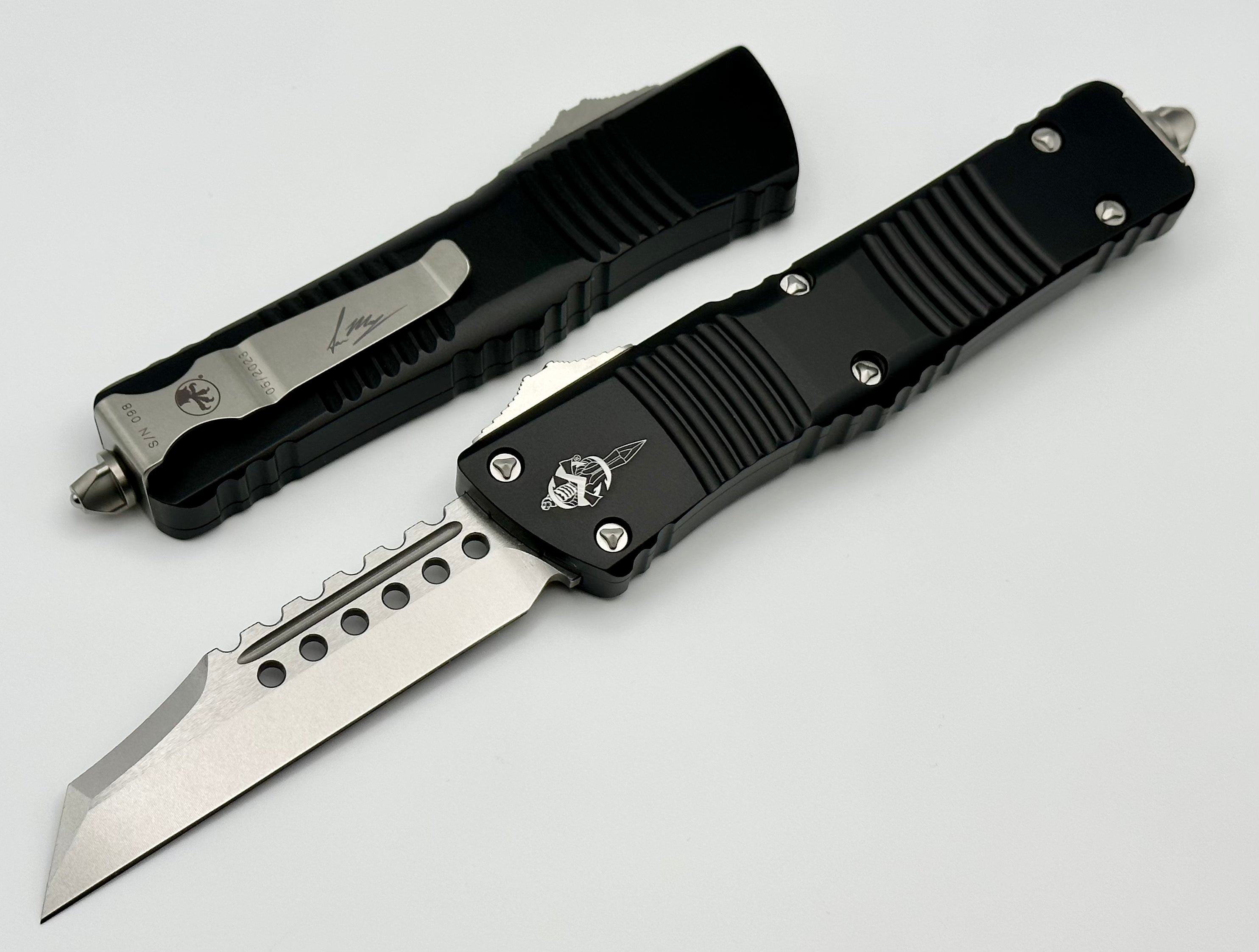 Microtech Combat Troodon Warhound Stonewash Standard & Black Signature Series 219W-10S