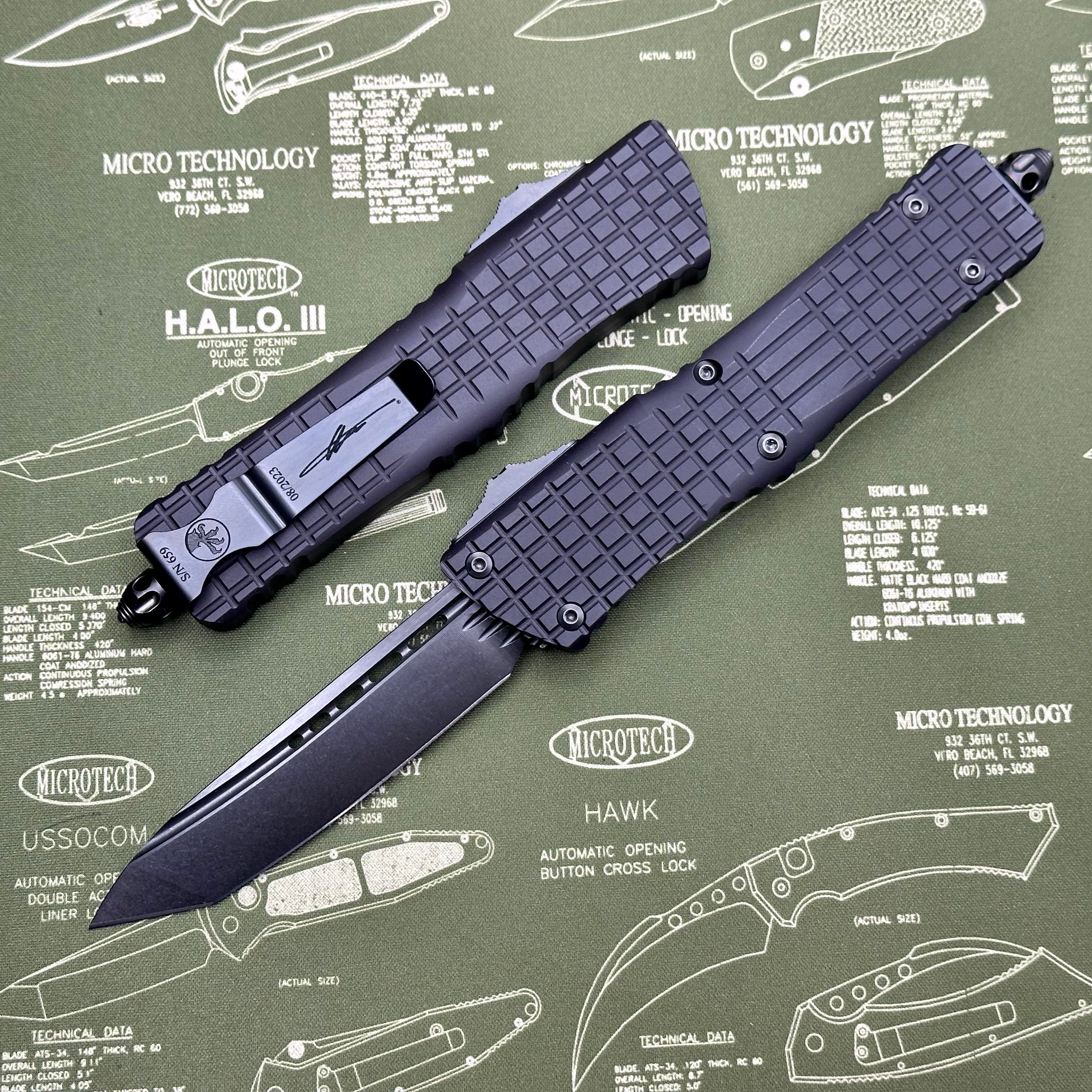 Microtech Combat Troodon Delta Frag Shadow w/ Fluted Tanto DLC 144-1CT-DSH