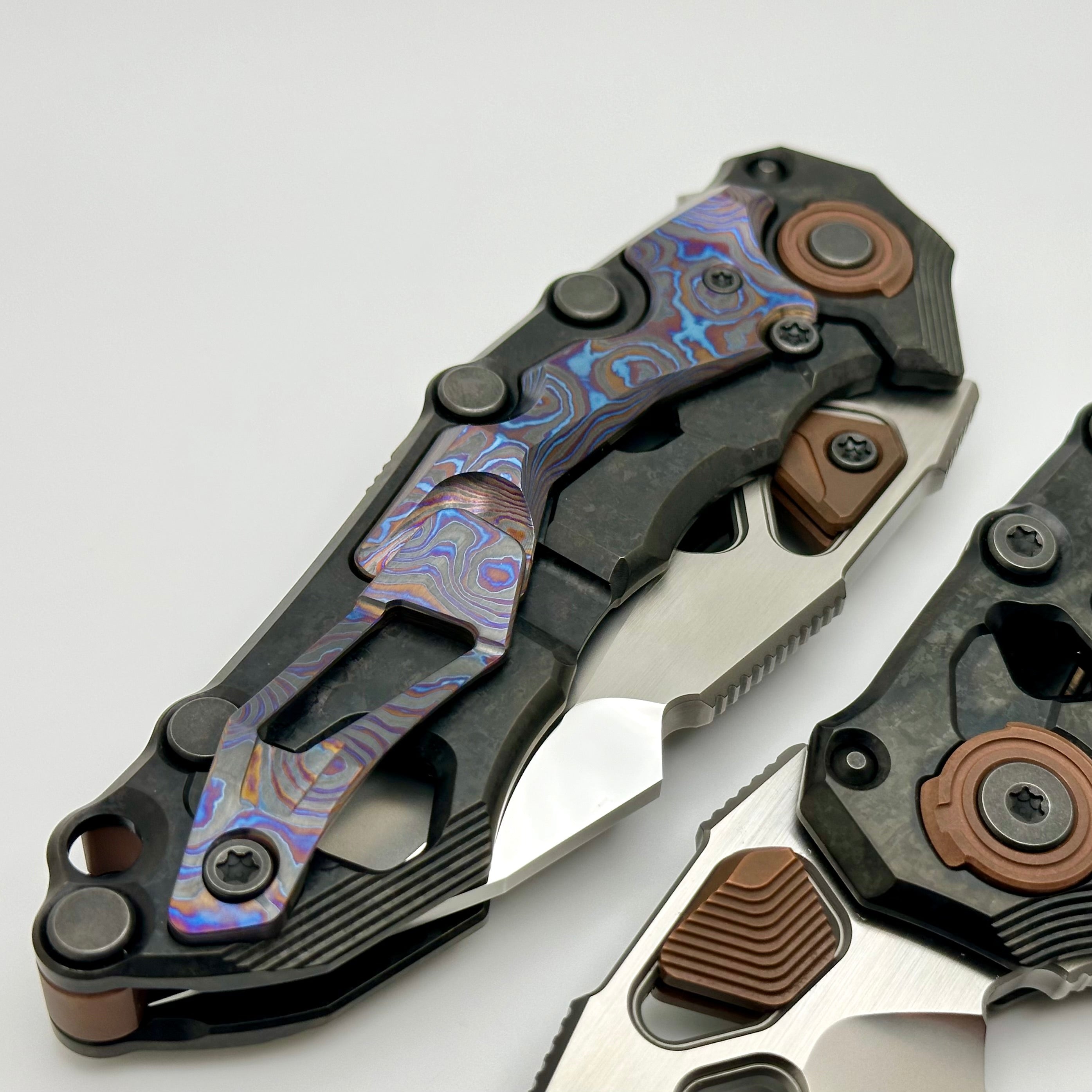 Custom Knife Factory Traktor Crystal Ti/ZircuTi/Copper & Tri-Tone M390