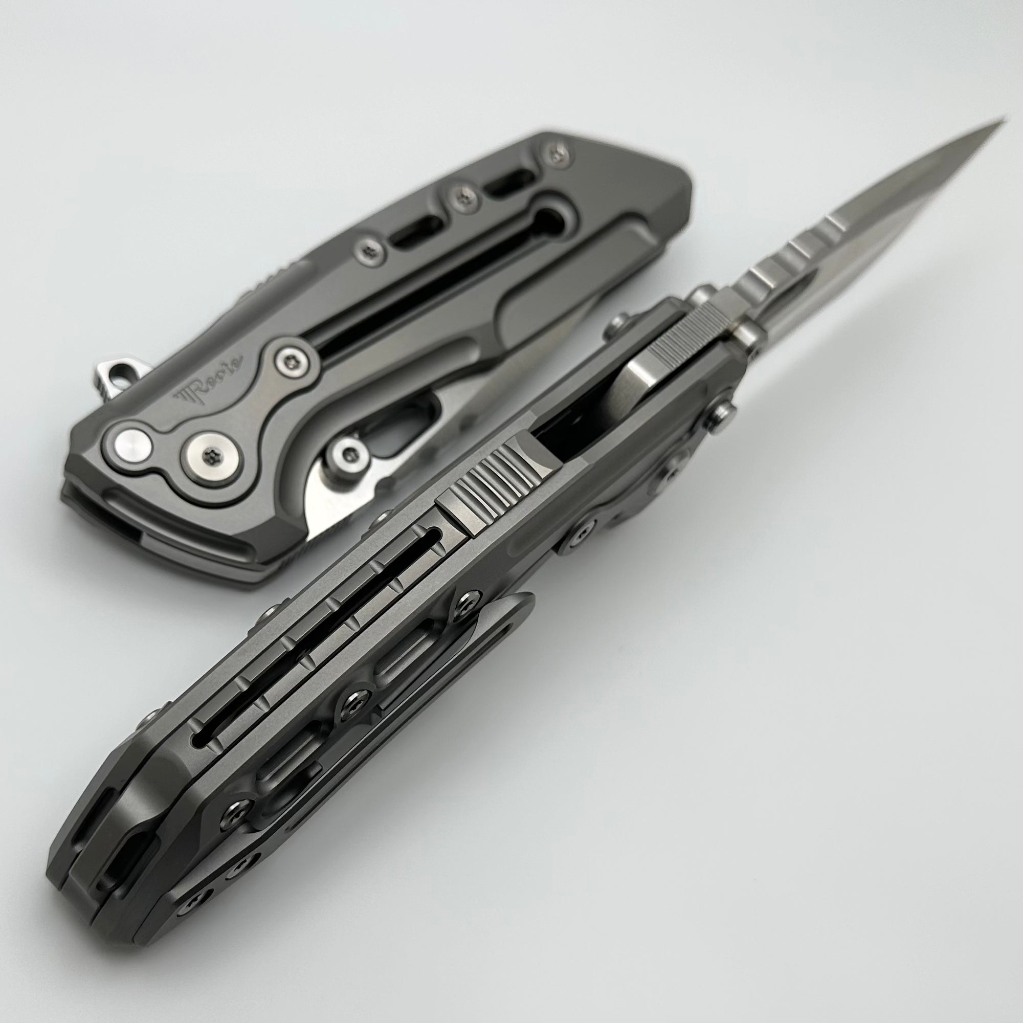 Reate T1000 V2 Flipper Milled Titanium & Recurve M390