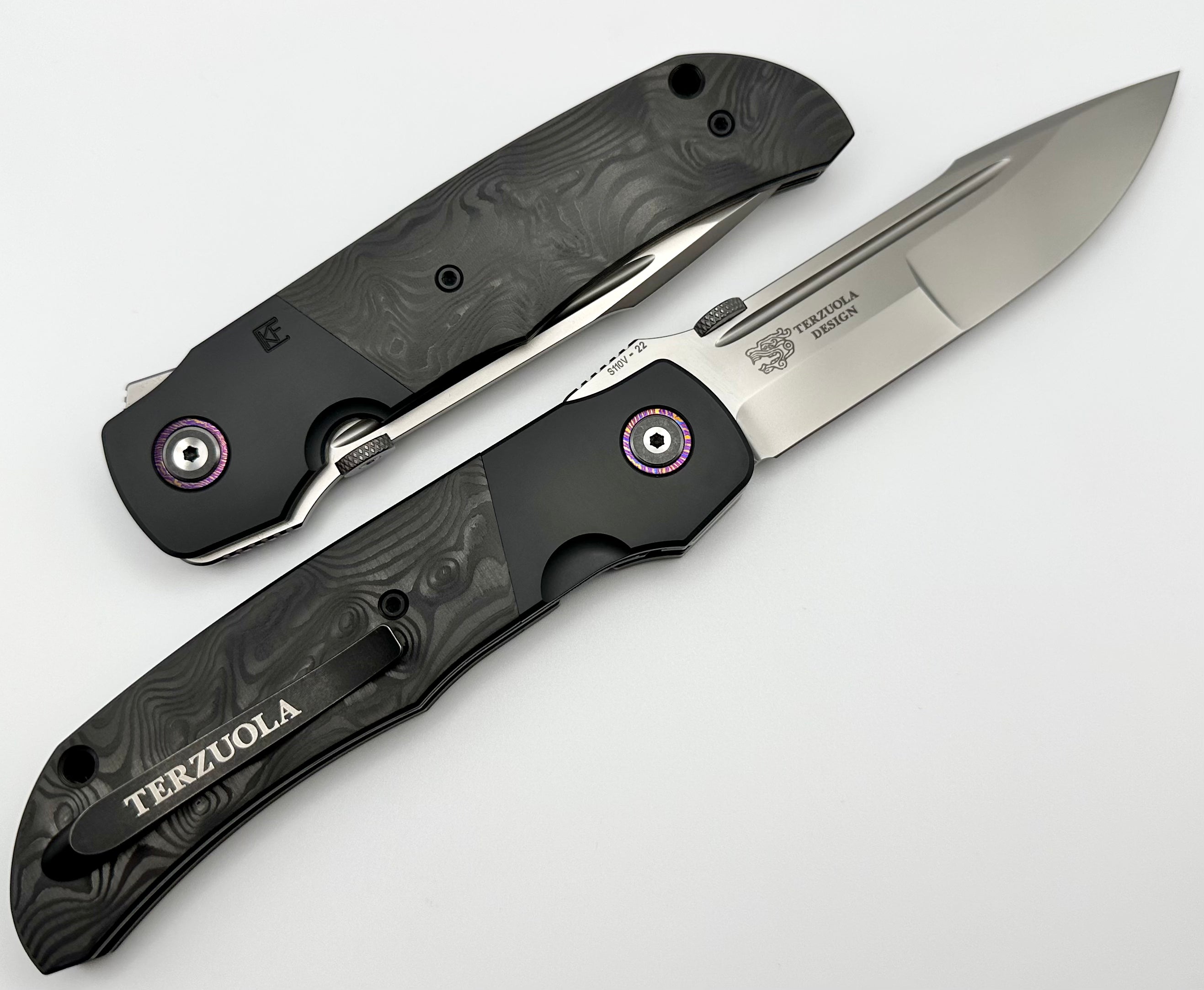 Custom Knife Factory Eagle Rock Zirc Bolsters w/ Carbon Fiber & S110V