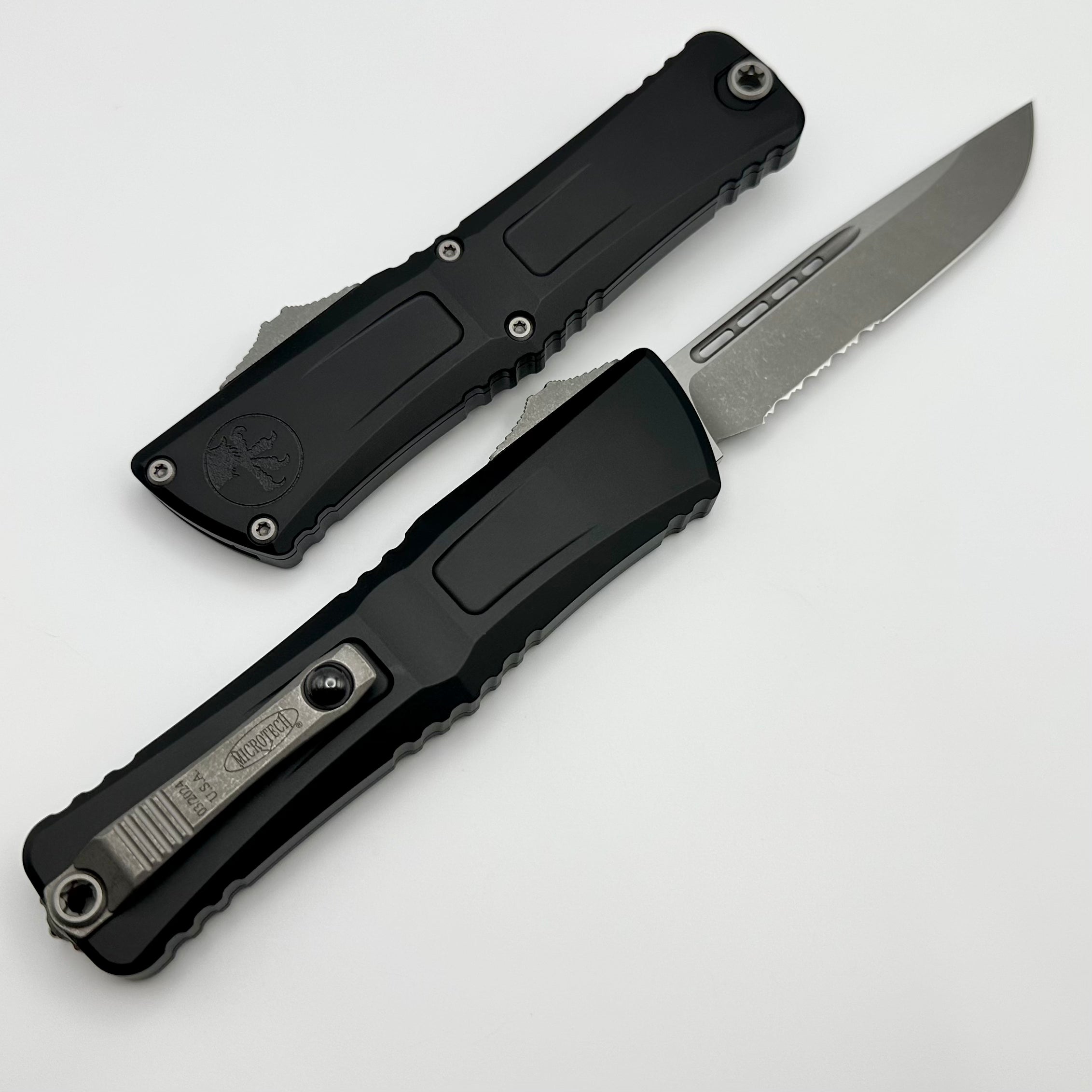 Microtech Knives Combat Troodon Gen III Apocalyptic Partial Serrated Single Edge w/ Black Handle 1143-11AP