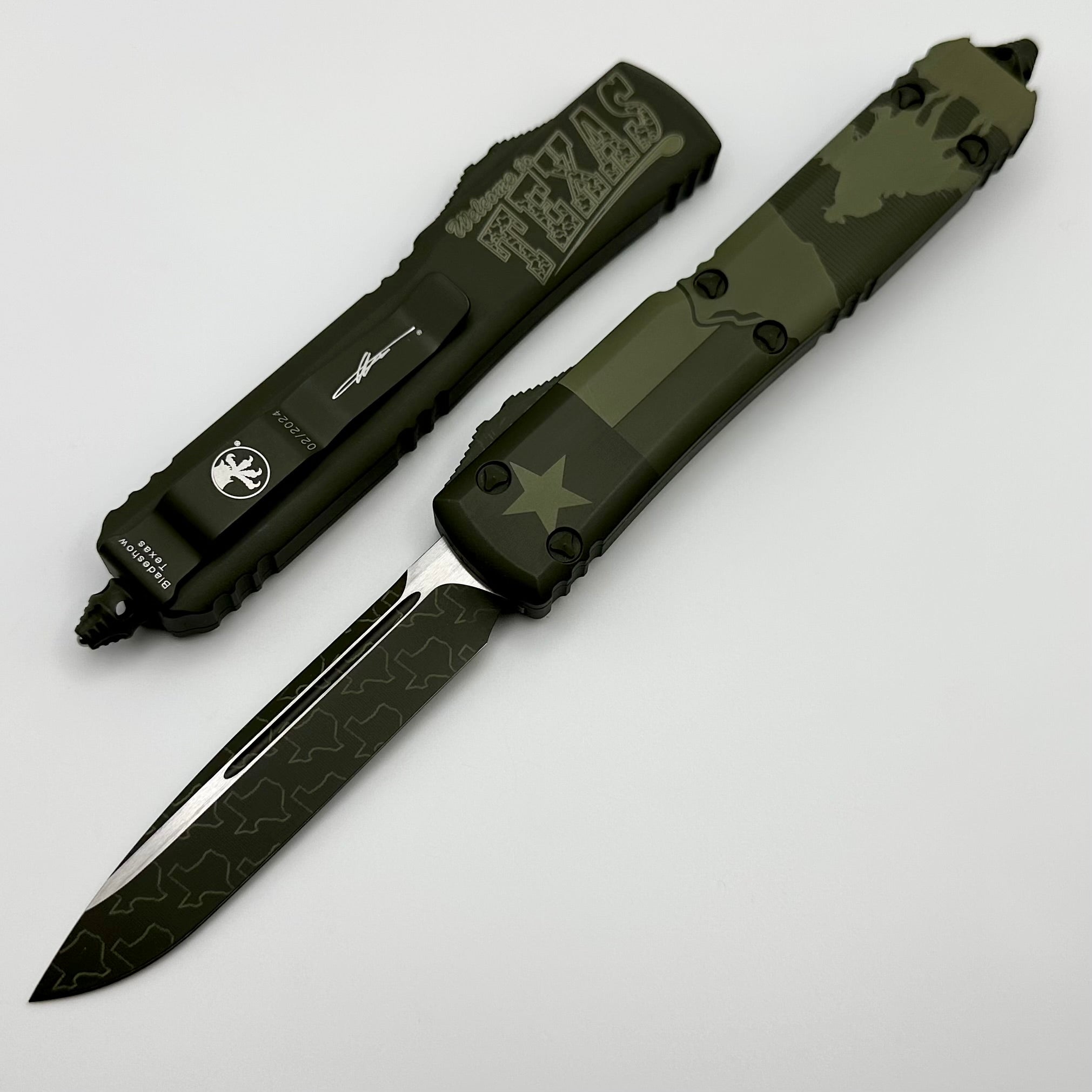 Microtech Ultratech S/E Bladeshow Texas 24' Cerakote OD Green Special 121-1CODTX