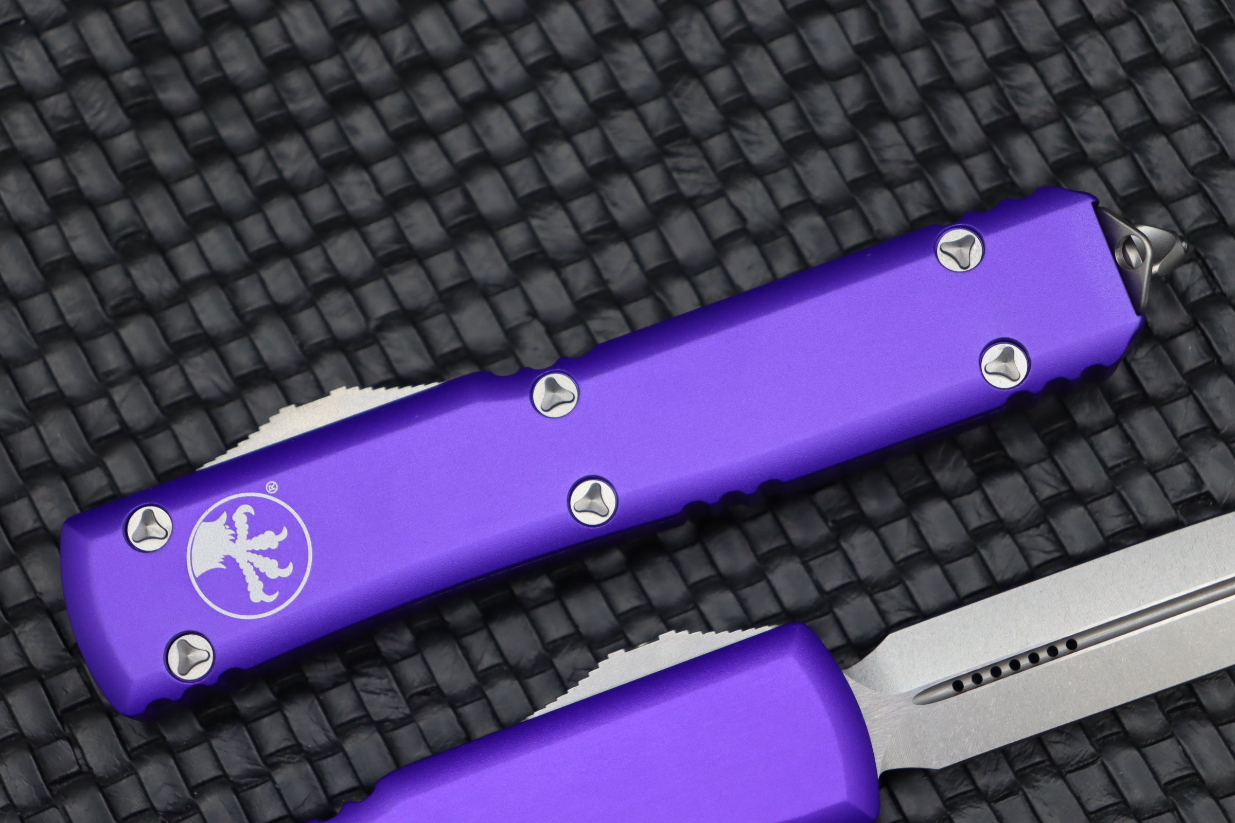 Microtech Ultratech D/E Double Edge Stonewash Standard & Purple 122-10PU