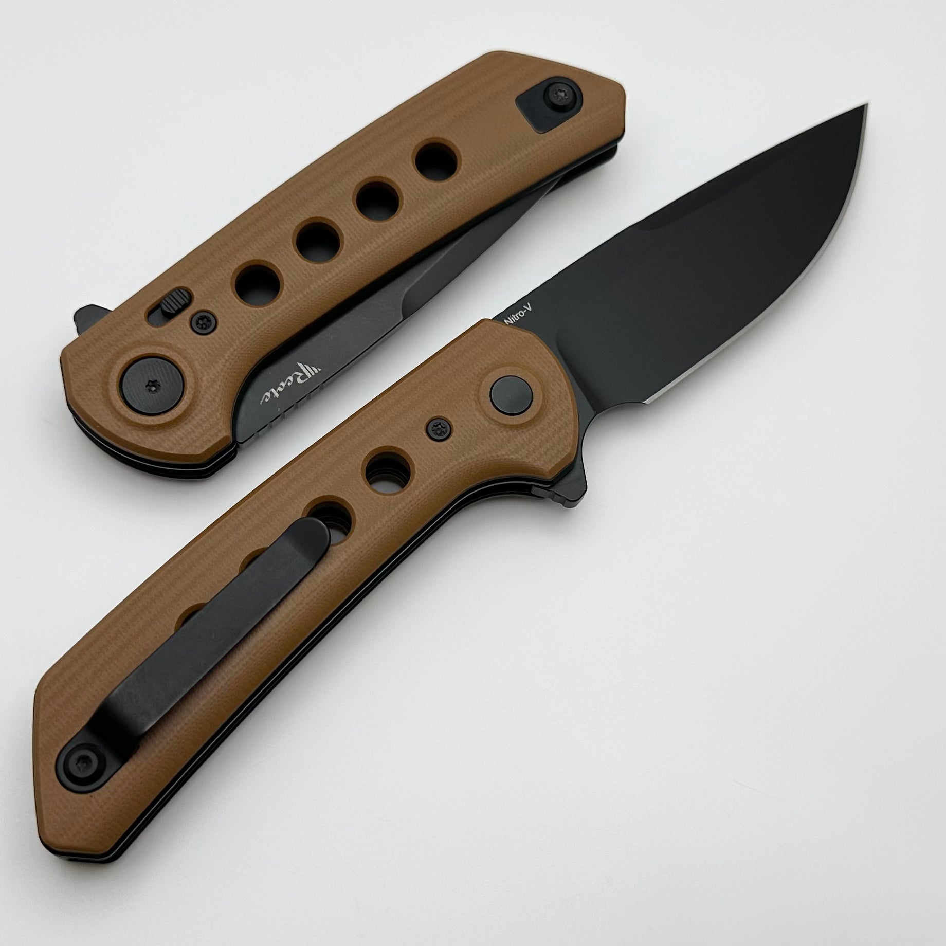 Reate Knives PL-XF Tan G-10 Handles & PVD Nitro-V