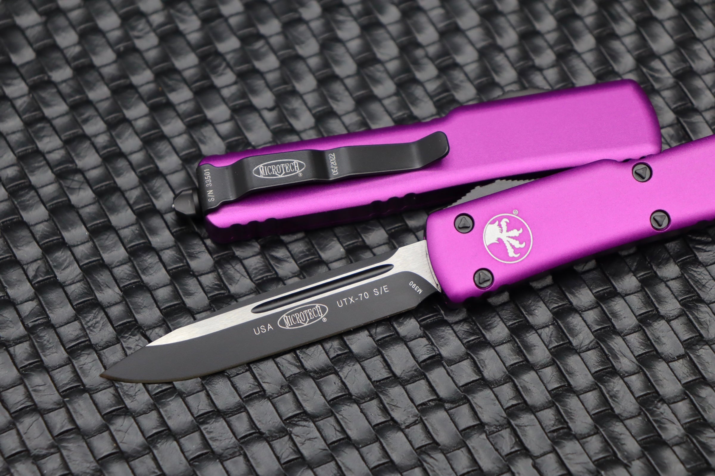 Microtech UTX-70 Single Edge Black Standard & Violet 148-1VI