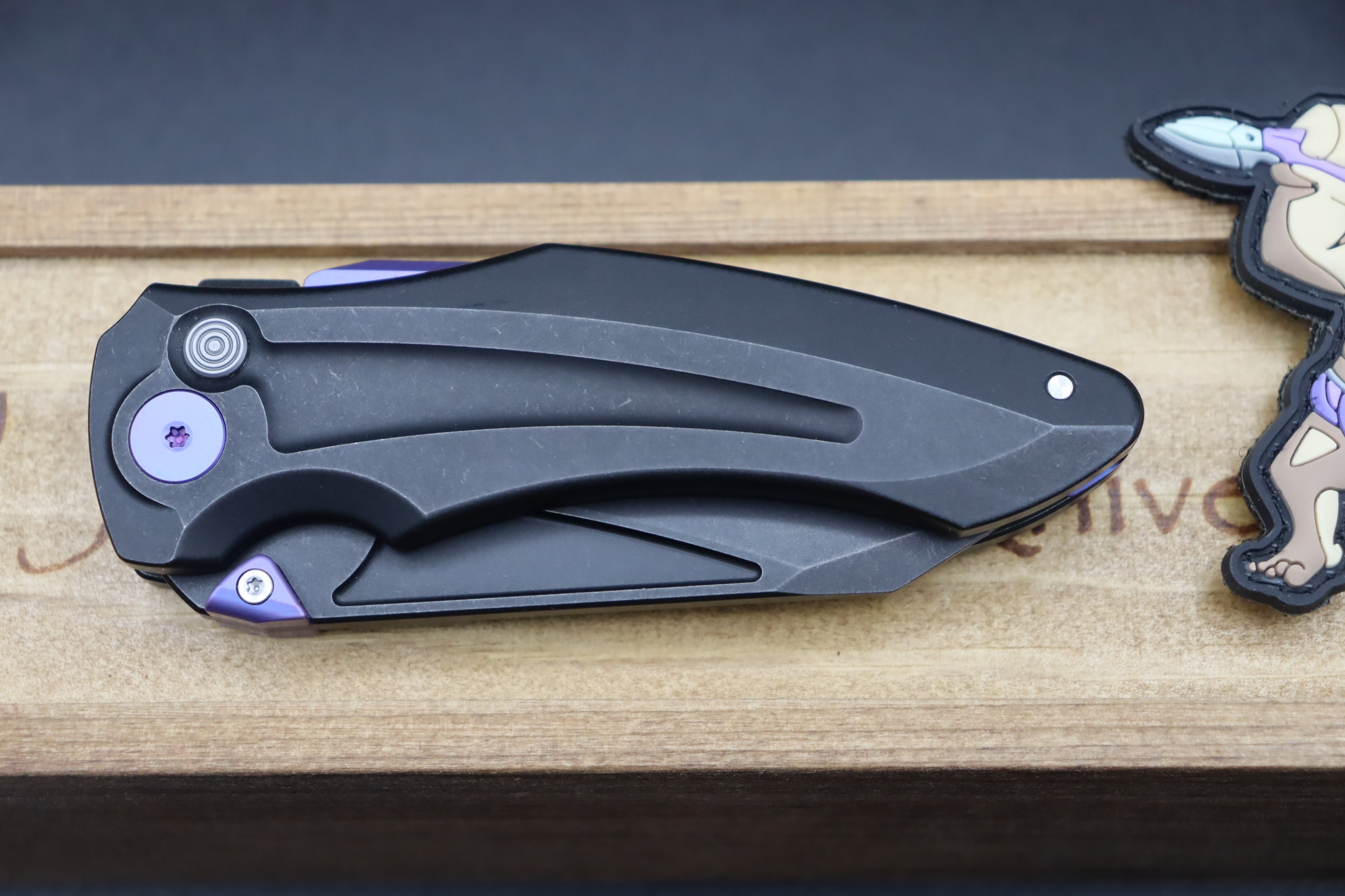 Jake Hoback Knives Sumo DLC Black Handle & Blade with Purple Anodized Accents