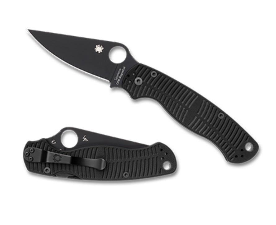 Spyderco Knives Paramilitary 2 PM2 Salt Black G-10 & DLC MagnaCut C81GMCBKP2