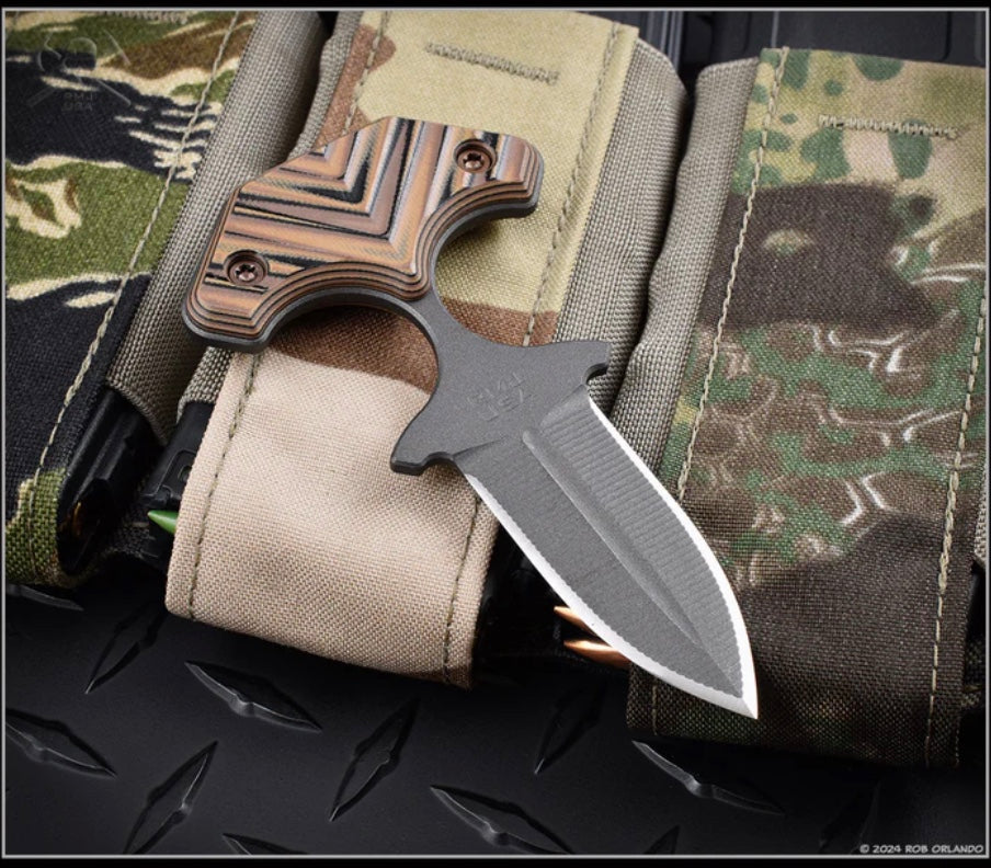 RMJ BUB Back Up Blade Hyena Brown G-10 & Nitro V Fixed Blade