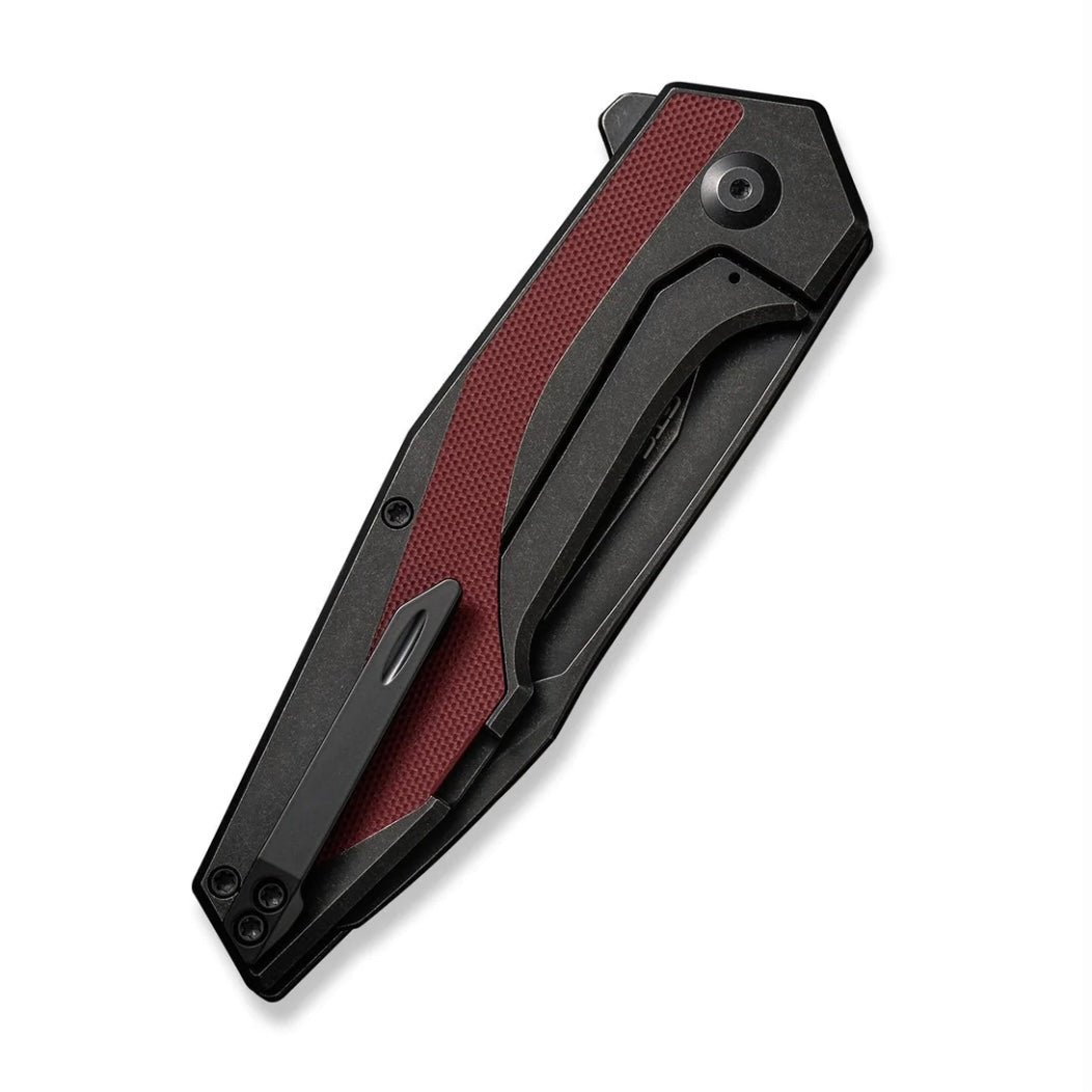 Civivi Knives Hypersonic Flipper Black Steel Handle w/ Burgundy G-10 Inlays & Black Stonewash 14C28N Blade C22011-3