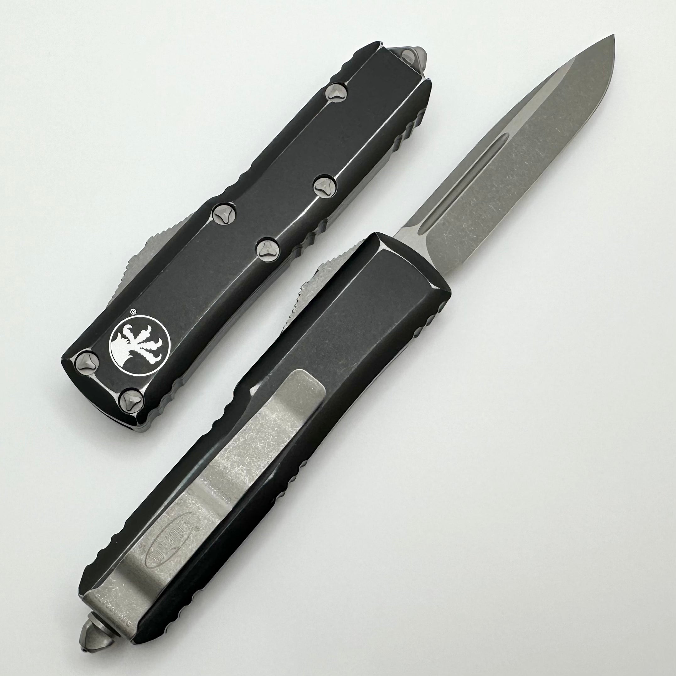 Microtech UTX-85 Single Edge Apocalyptic Standard & Distressed Black 231-10DBK