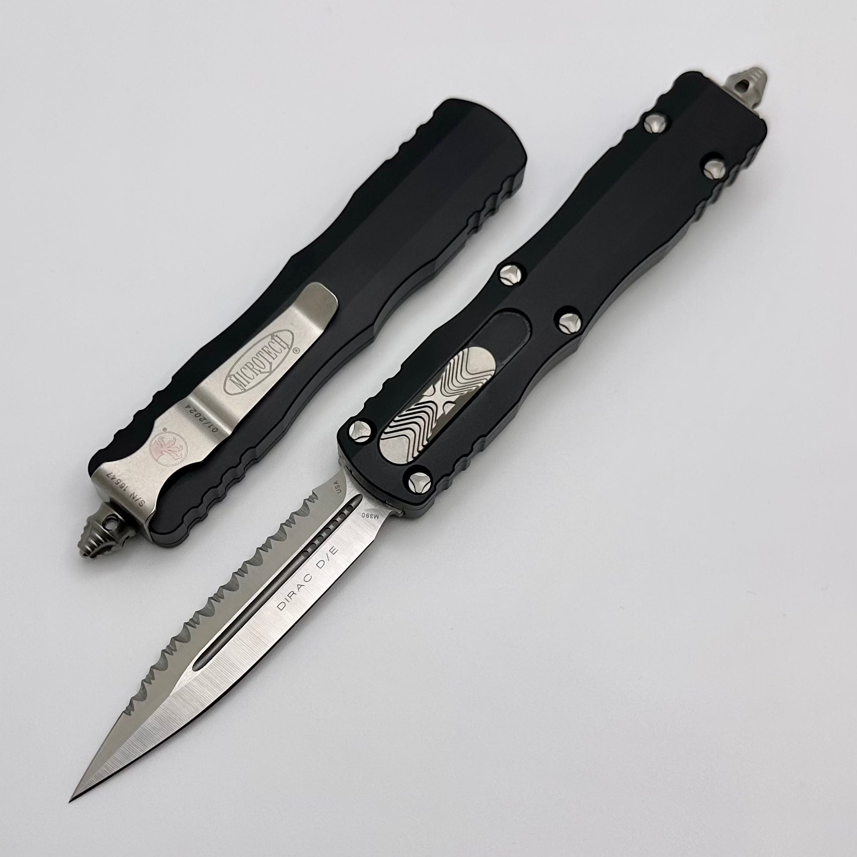 Microtech Dirac D/E Double Edge Satin Standard Full Serrated 225-6