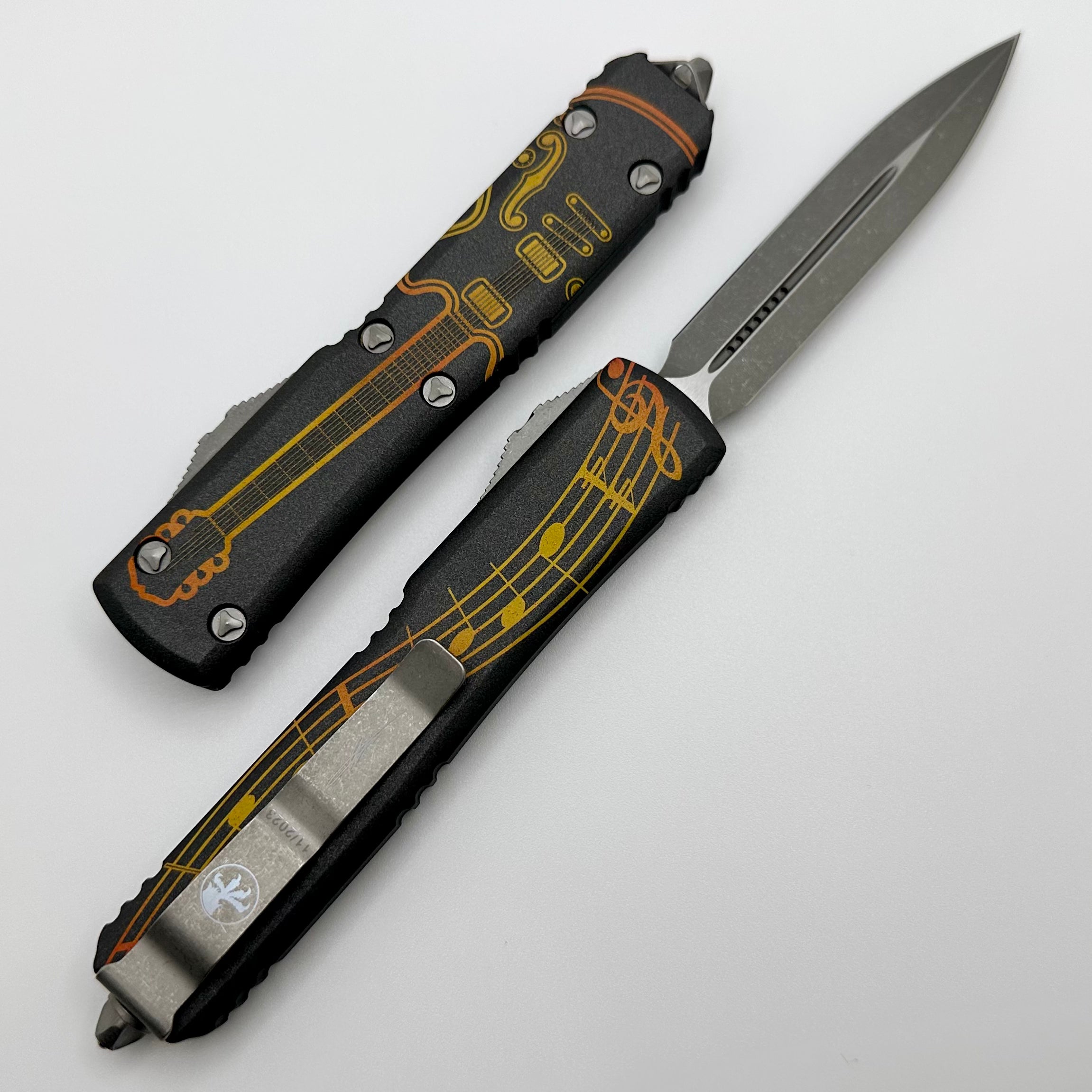 Microtech Ultratech NCKS 2023 Yellow & Orange Double Edge Apocalyptic Standard 122-10APNCKS