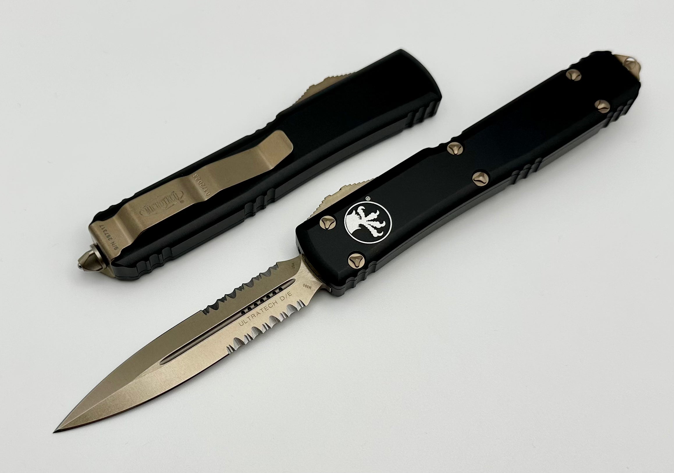 Microtech Ultratech w/ Double Edge Partial Serrated Bronze & Black 122-14