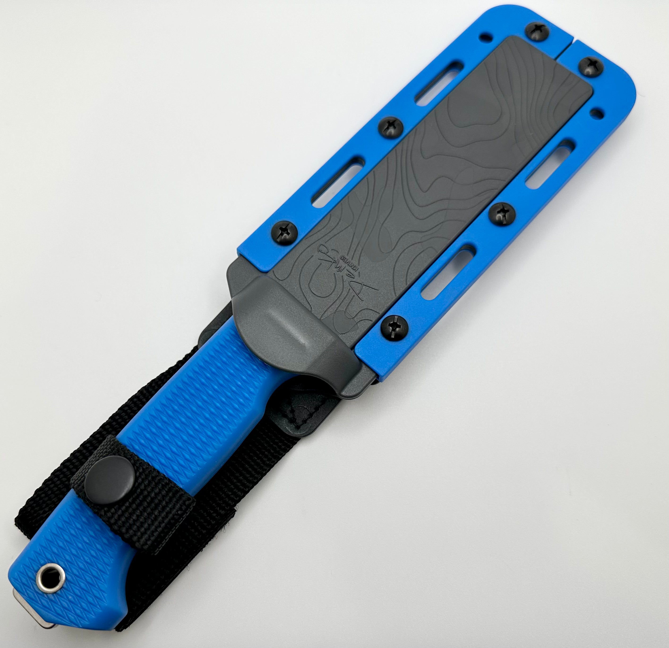 Demko FreeReign Clip Point MagnaCut & Blue Rubberized Handle