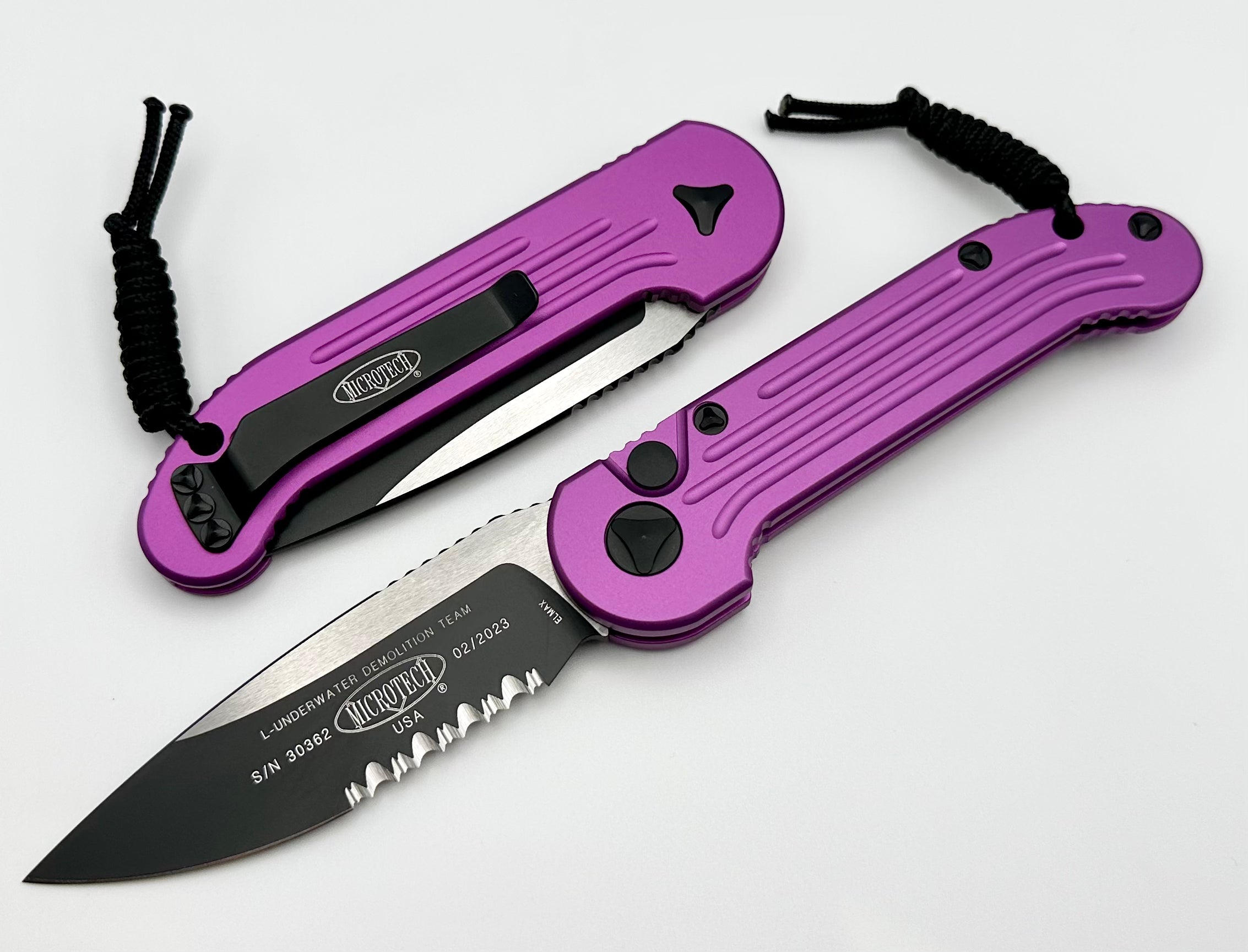 Microtech L.U.D.T Violet & Black Partial Serrated 135-2VI