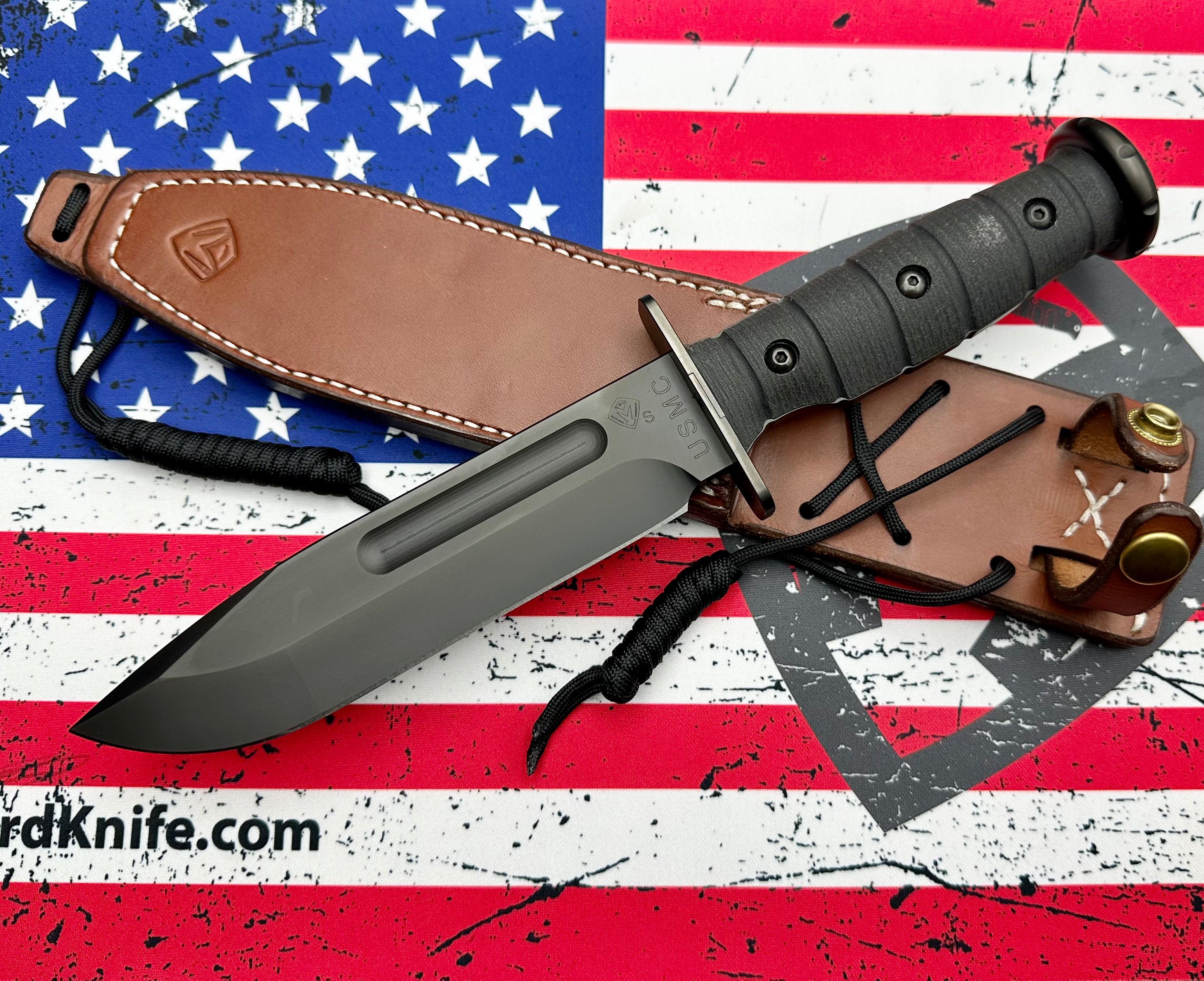 Medford Knife USMC Fighter Fixed Blade CPM-S35VN PVD & Black G-10