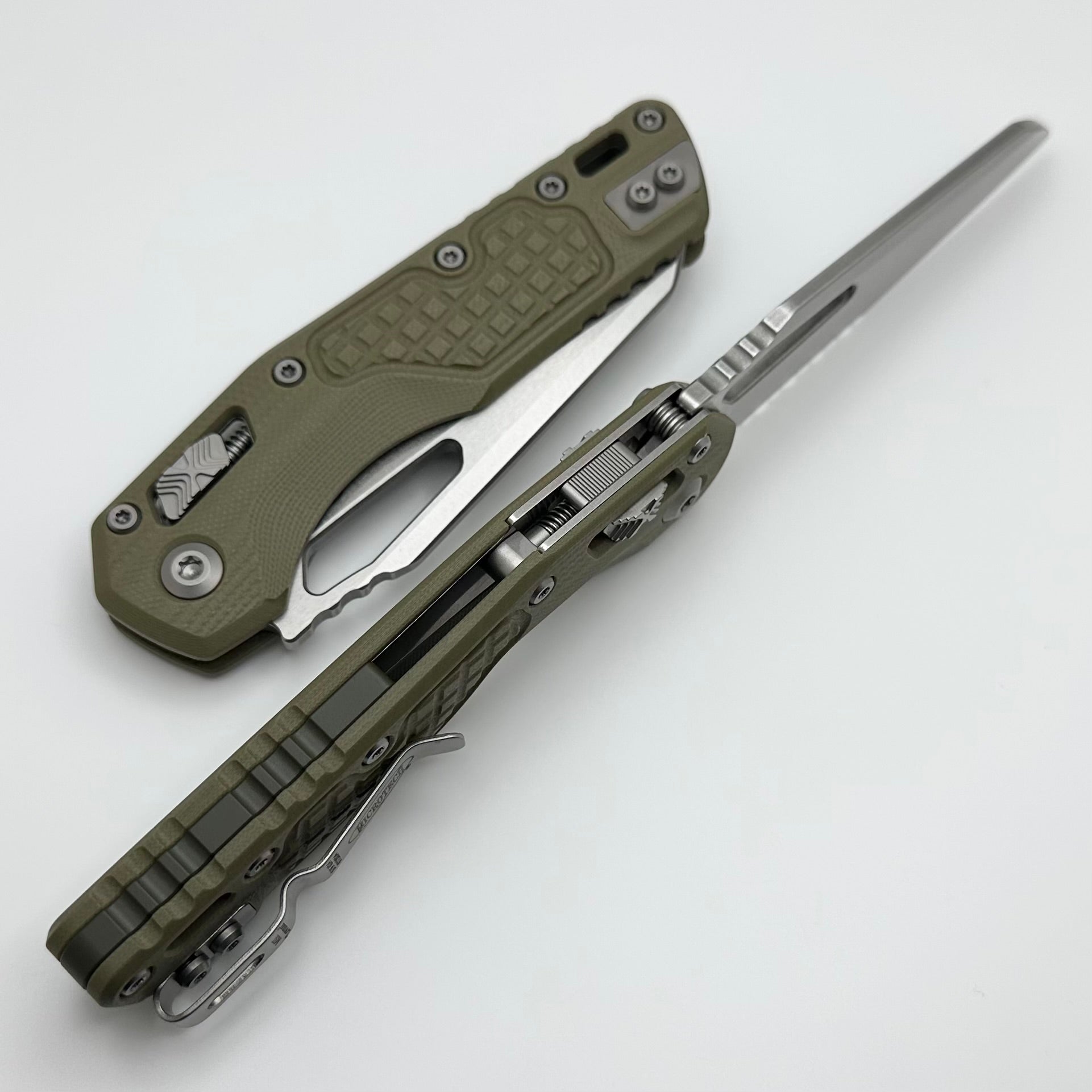 Microtech Knives MSI Lawnman RAM LOK Frag OD Green G-10 & Partial Serrated M390MK 210-11FRGTODLM