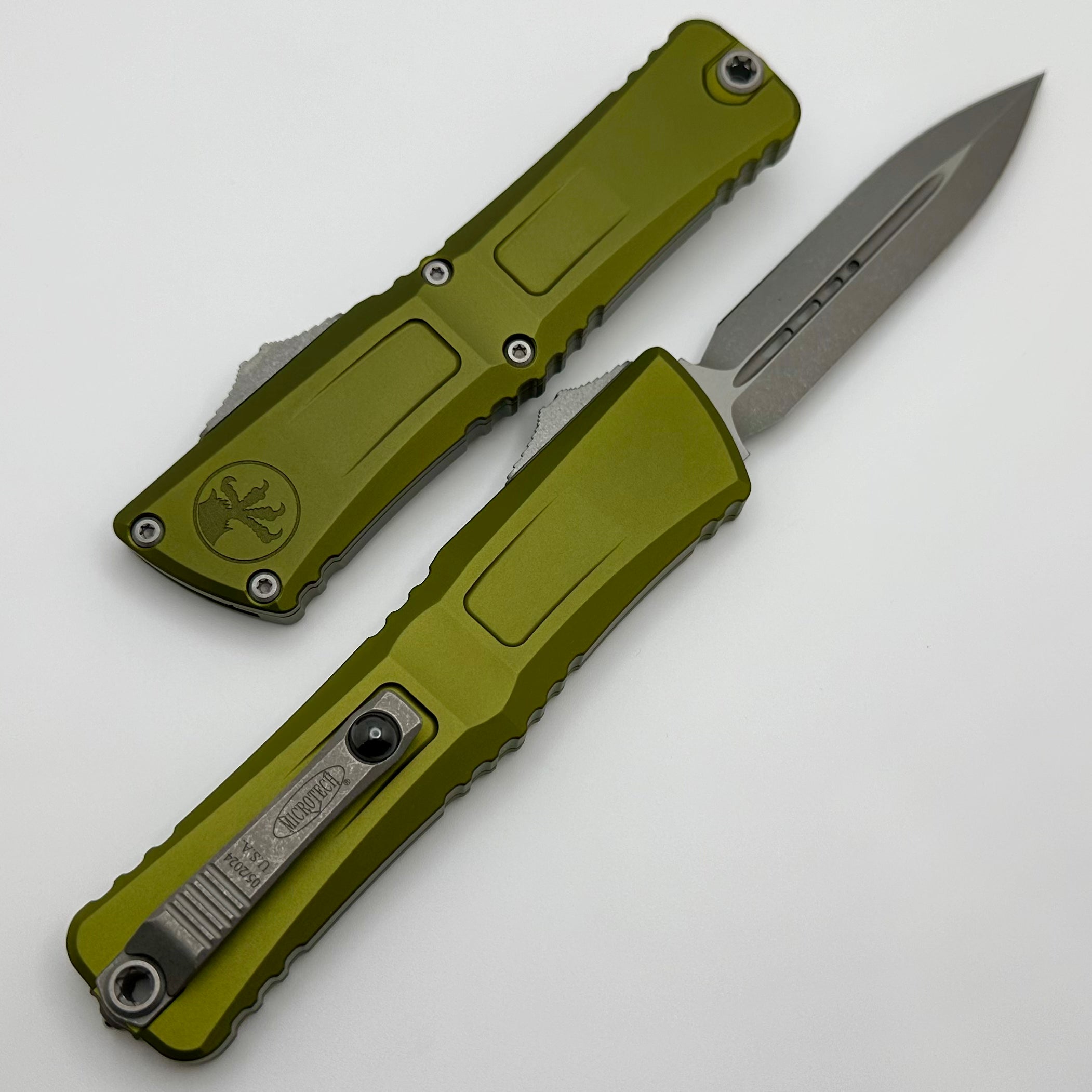 Microtech Knives Combat Troodon Gen III Apocalyptic Double Edge w/ OD Green Handle 1142-10APOD