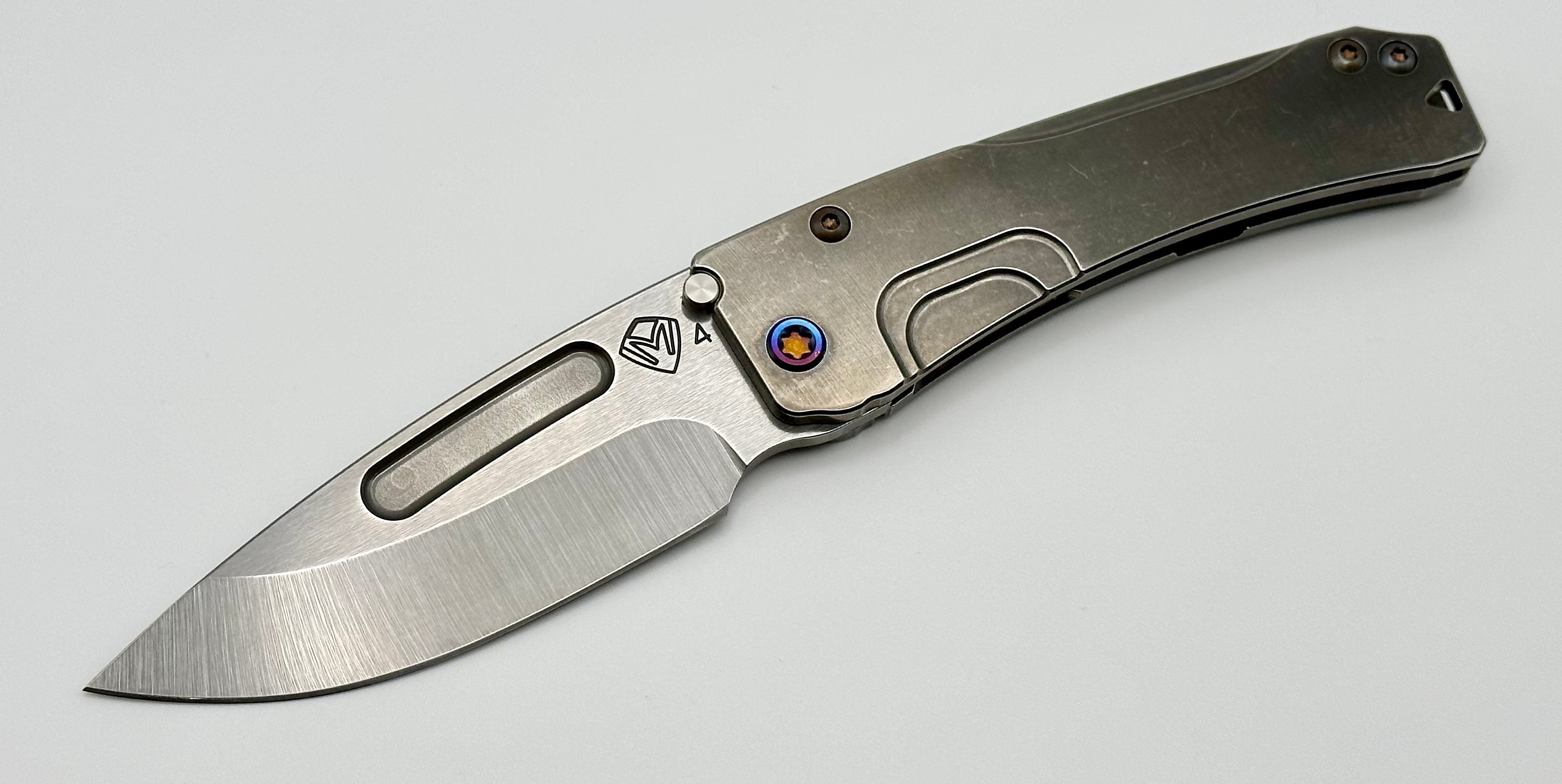 Medford Knife Slim Midi S45 Tumbled Drop Point w/ Tumbled Handles & Flamed Hardware/Clip