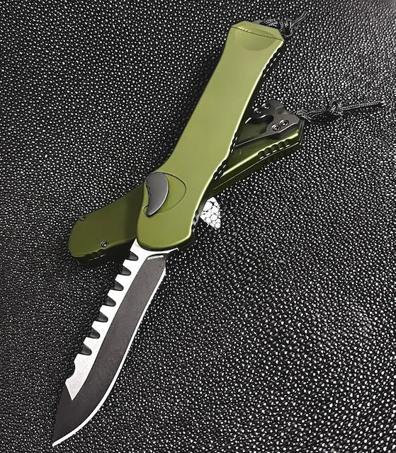 Heretic Hydra V3 OD Green Aluminum Handle & Two Tone Black Recurve MagnaCut H008-10A-GRN