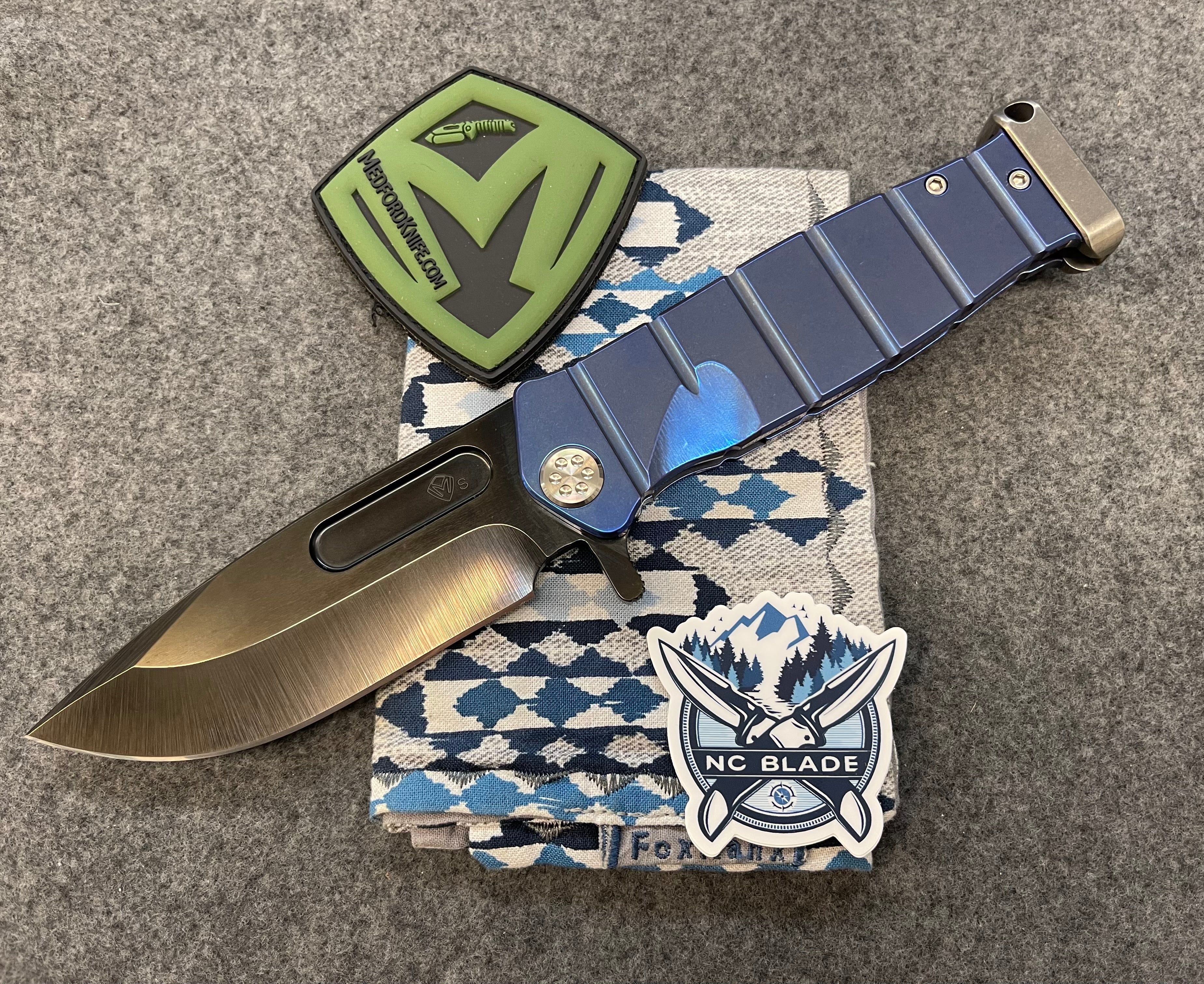 Medford Knife Fighter Flipper USMC Blue with PVD S35