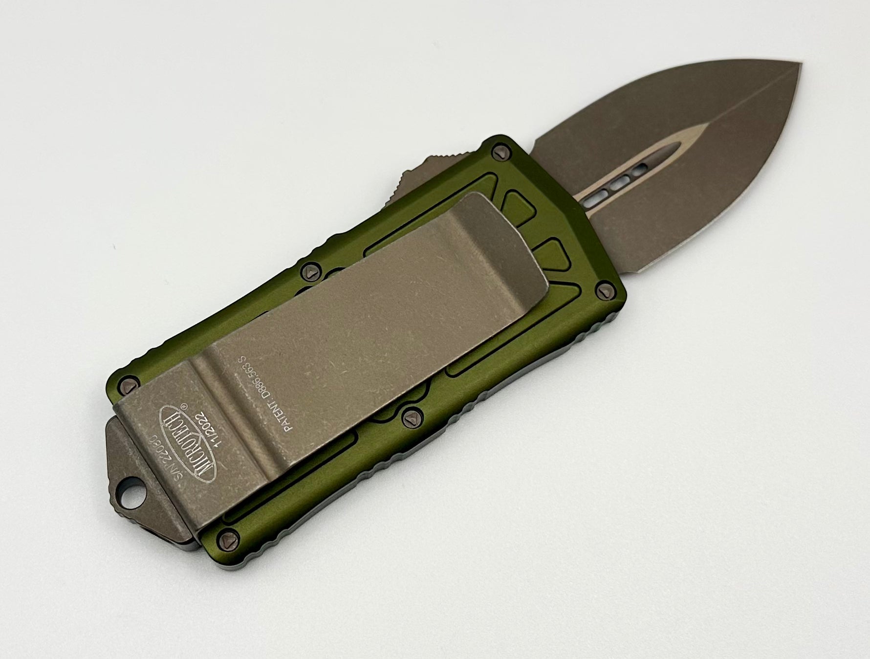 Microtech Exocet Double Edge Apocalyptic Bronze Standard & OD Green 157-13APOD