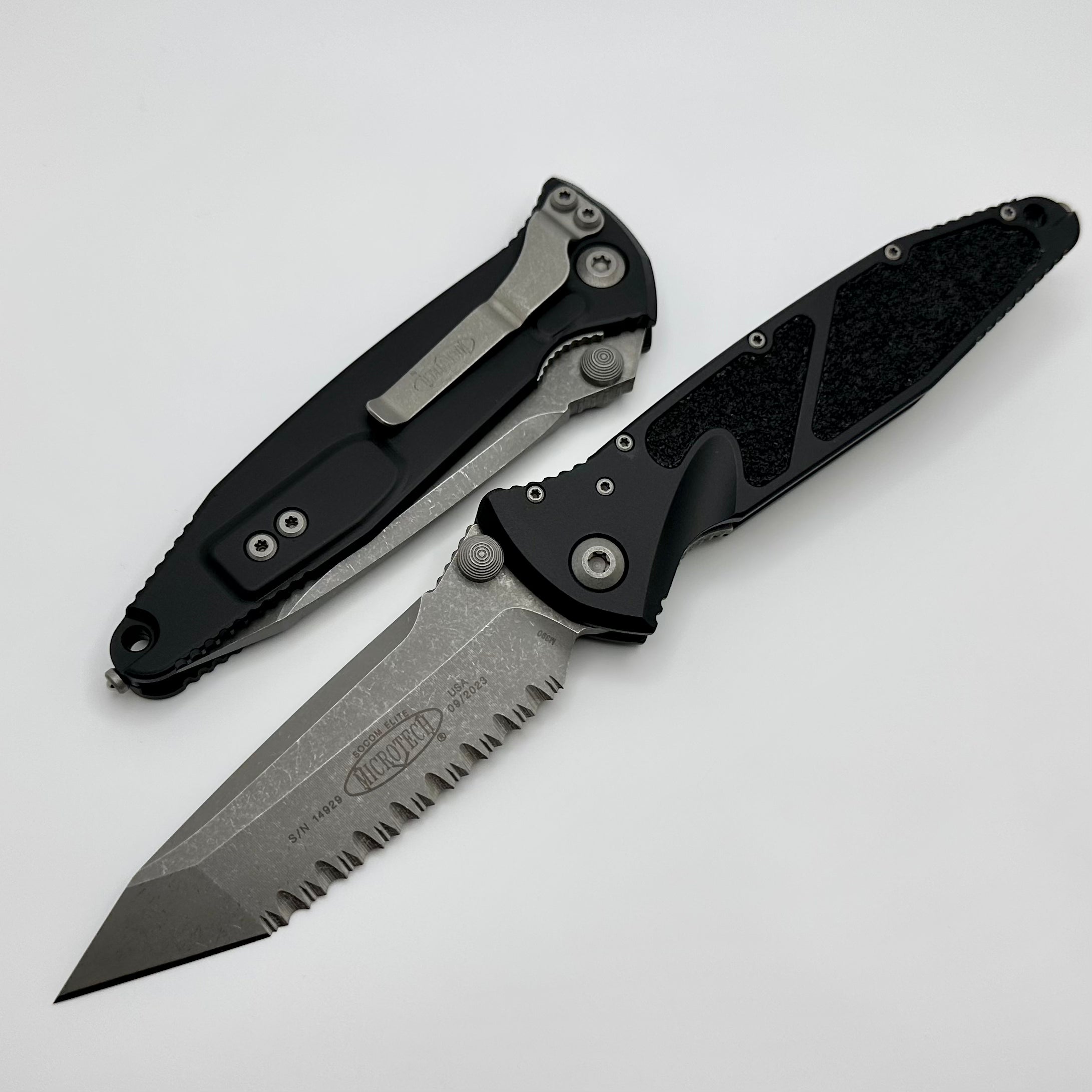 Microtech Socom Elite Fully Serrated Tanto Edge Manual Black Apocalyptic Standard 161-12AP