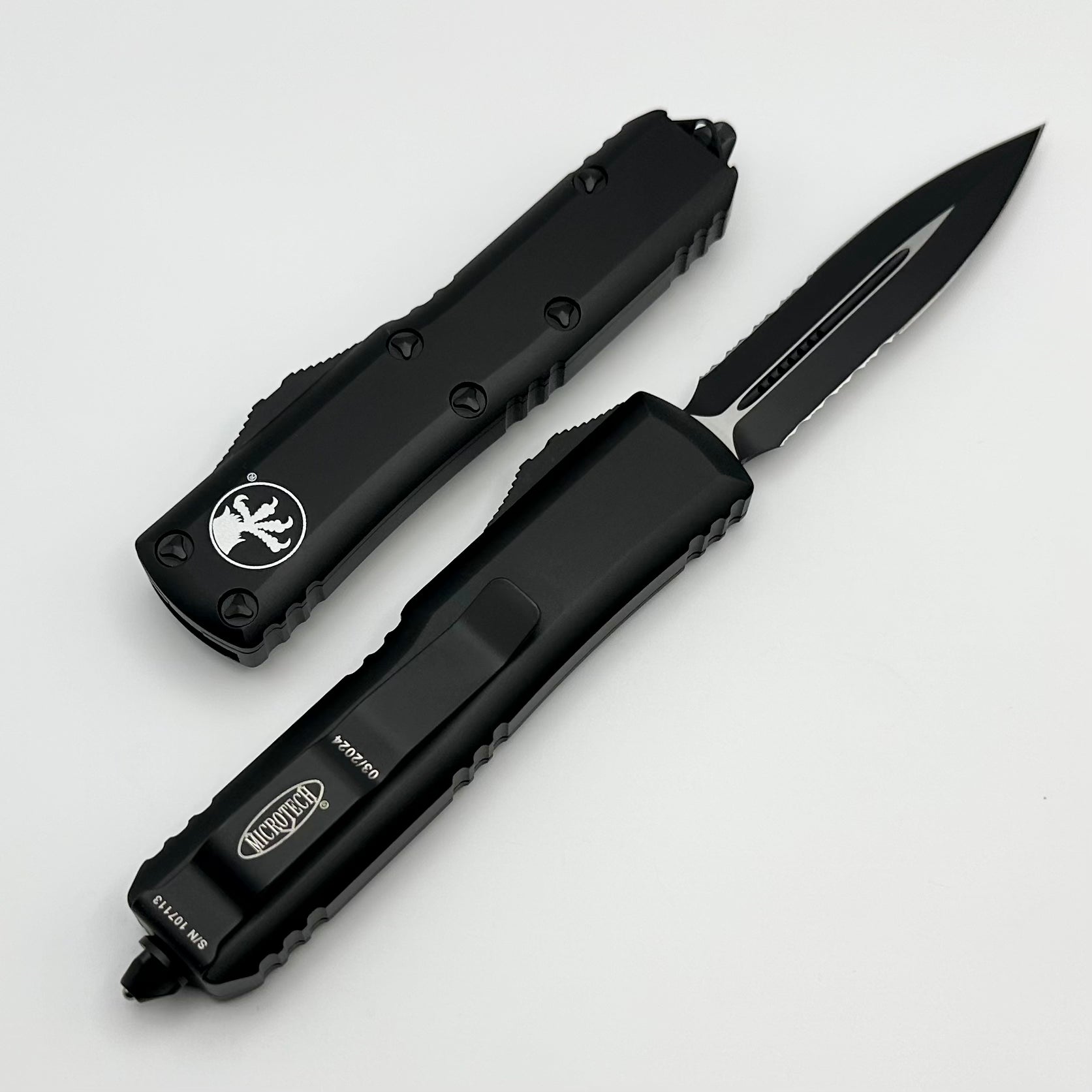 Microtech UTX-85 Double Edge Black Tactical Partial Serrated 232-2T