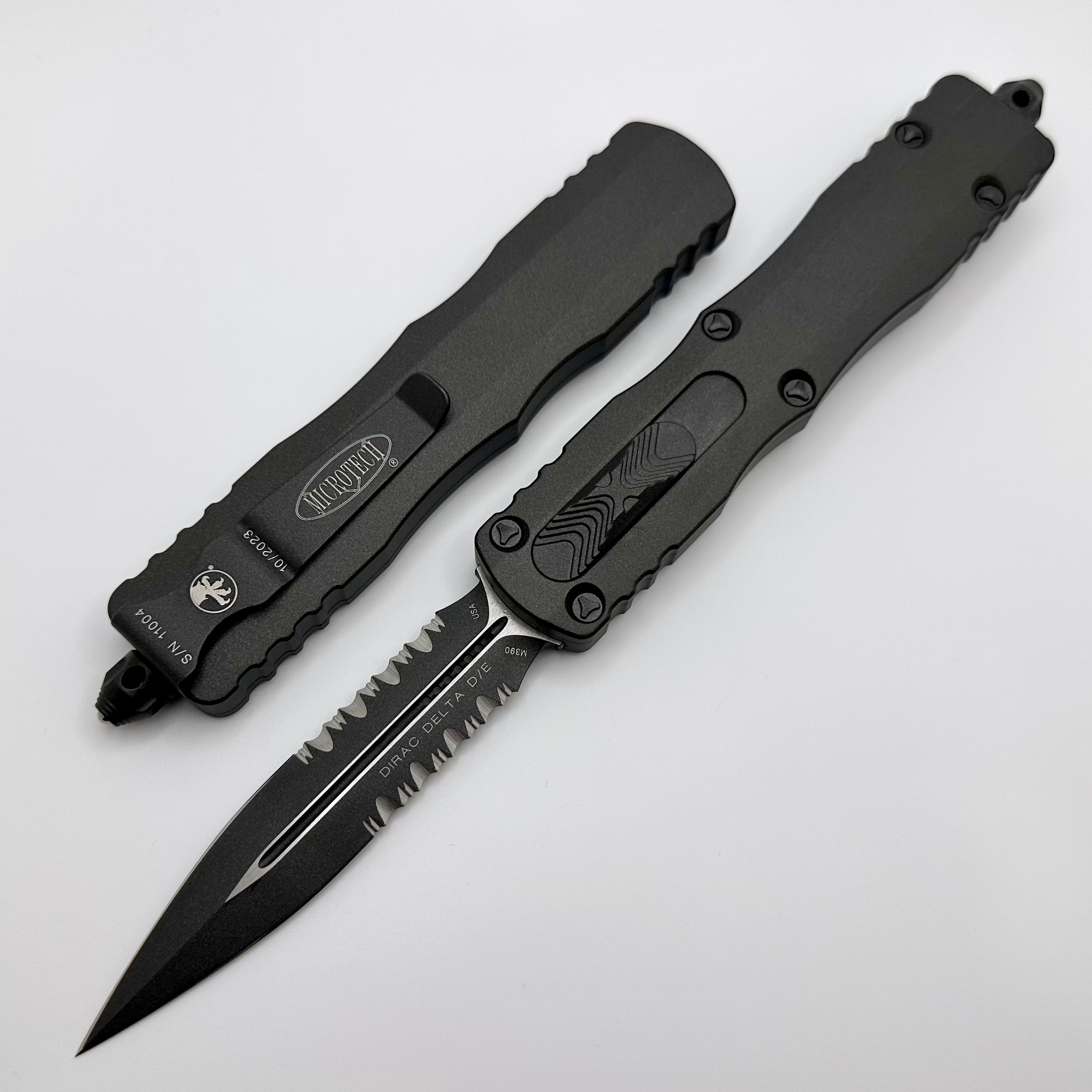 Microtech Dirac Delta Double Edge Partial Serrated Cerakote DARK TUNGSTEN Standard 227-2CDT