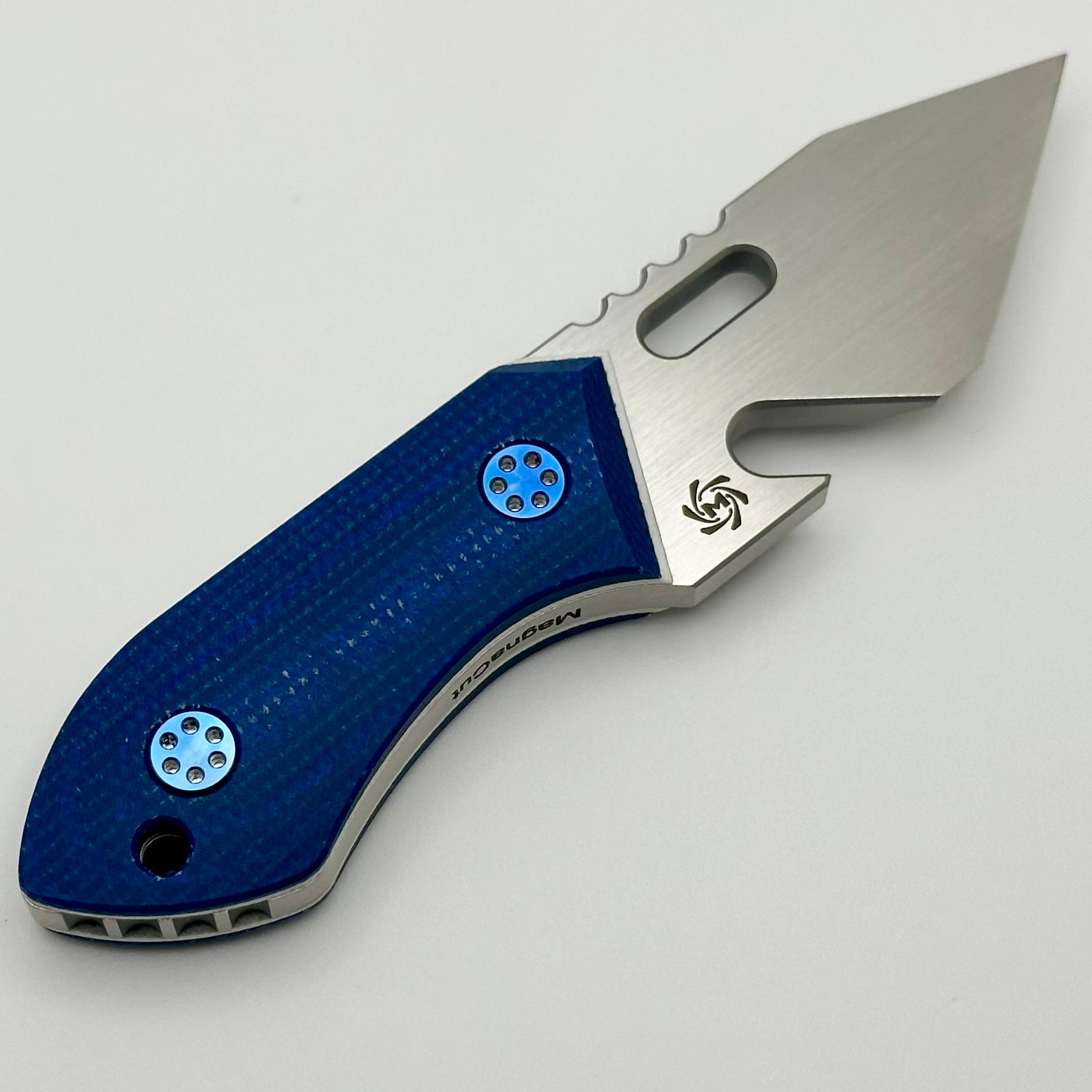 Mechforce & Jensen Bergman Knives Brew Tool w/ MagnaCut & Blue Micarta w/ White Liners