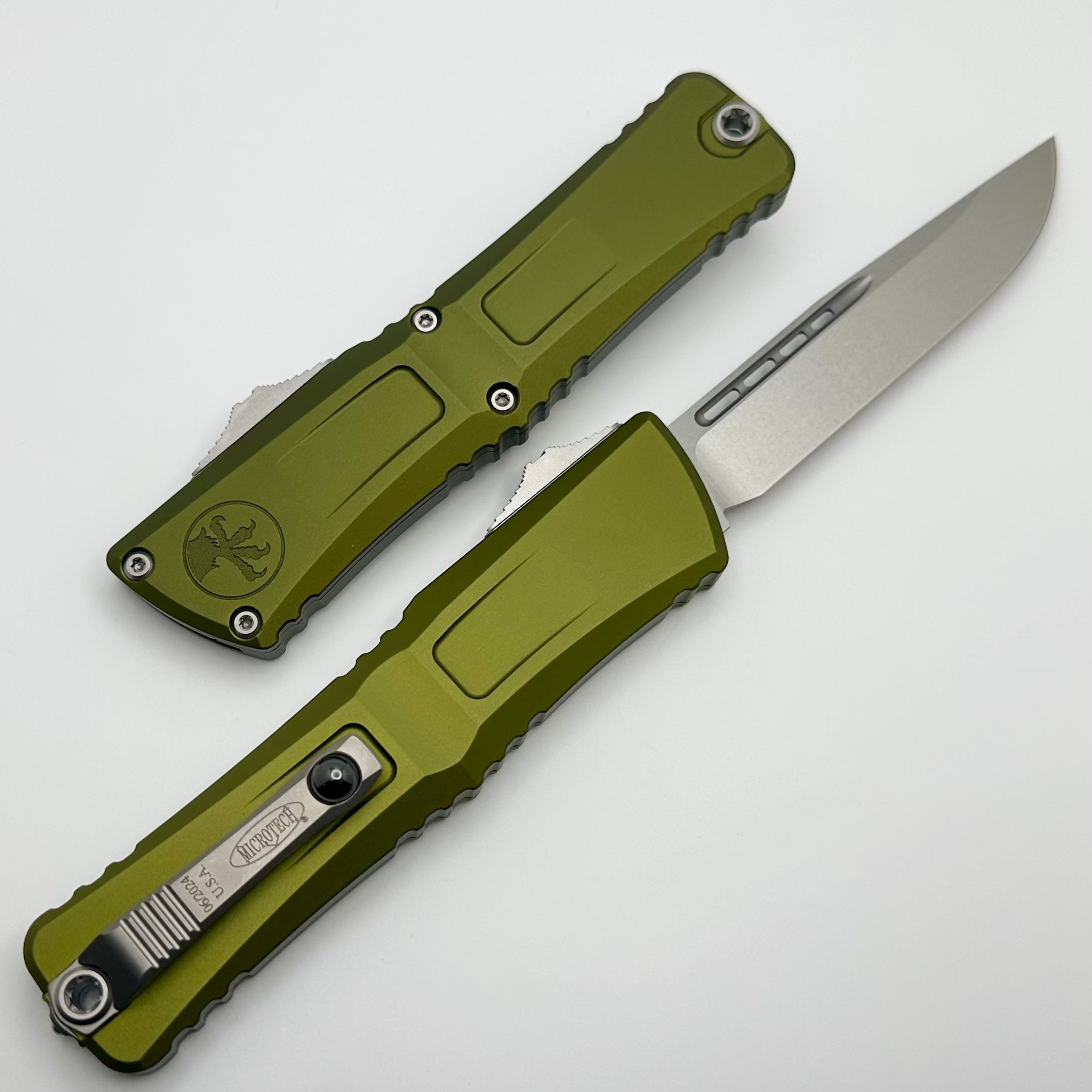 Microtech Knives Combat Troodon Gen III Stonewash Single Edge w/ OD Green Handle 1143-10OD