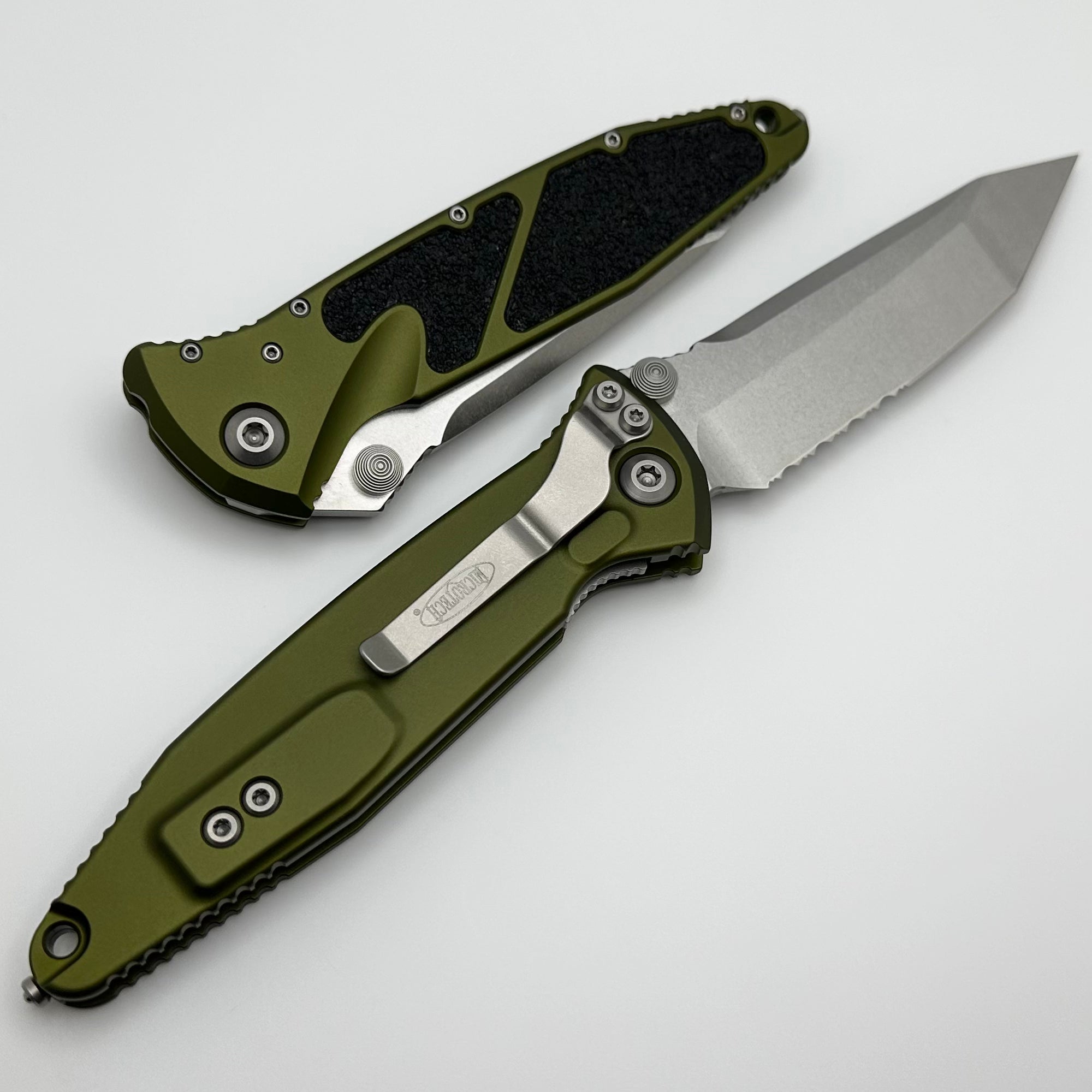 Microtech Socom Elite Tanto Part Serrated M/A OD Green Stonewash Standard 161-11OD