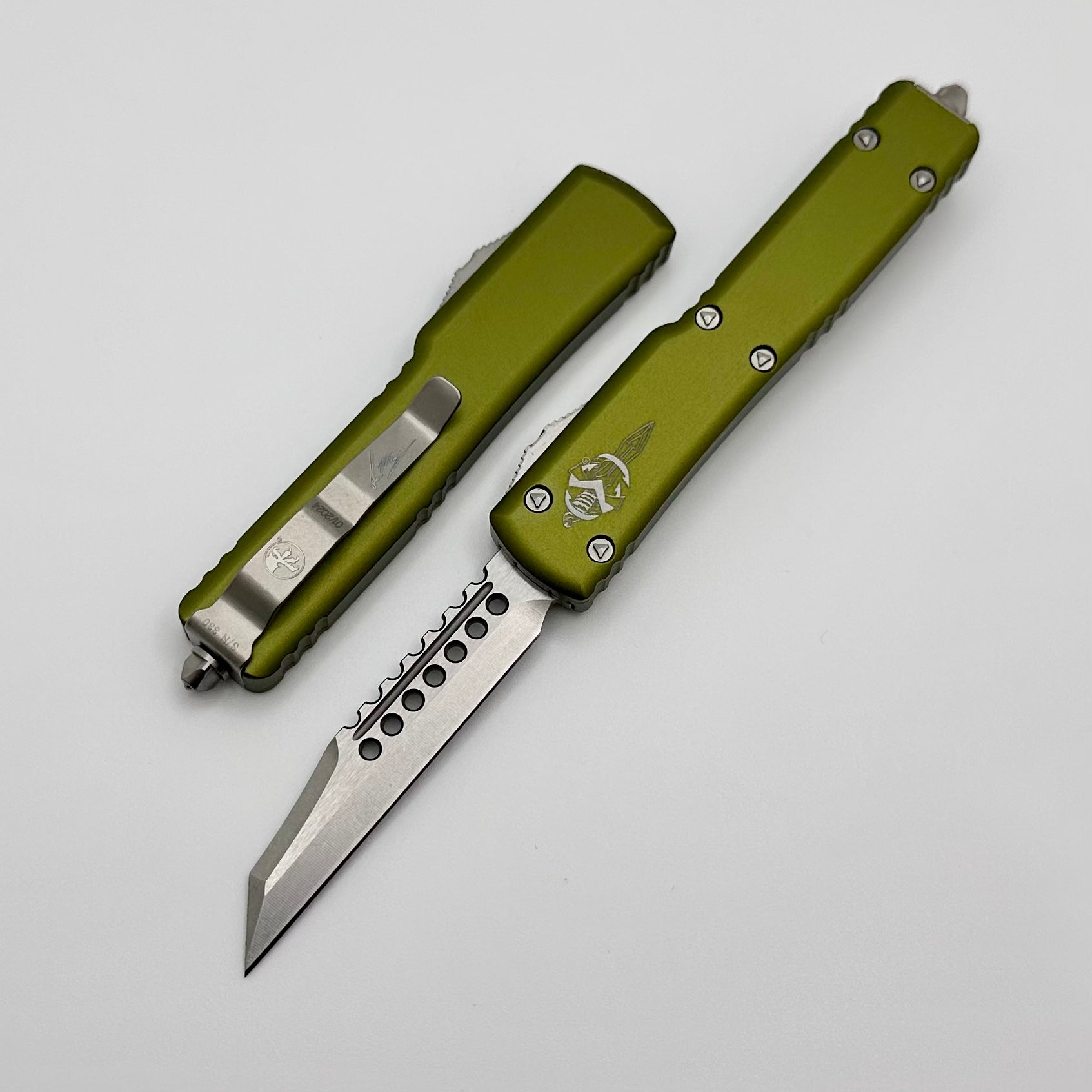 Microtech UTX-70 Warhound Stonewash Standard & OD Green 419W-10ODS