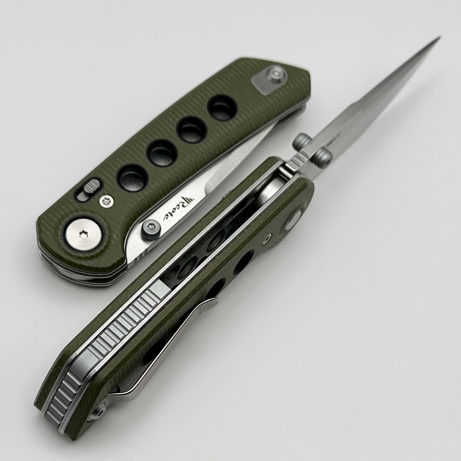 Reate Knives PL-XT Green Micarta w/ Black G-10 Inlays & Stonewash Nitro-V