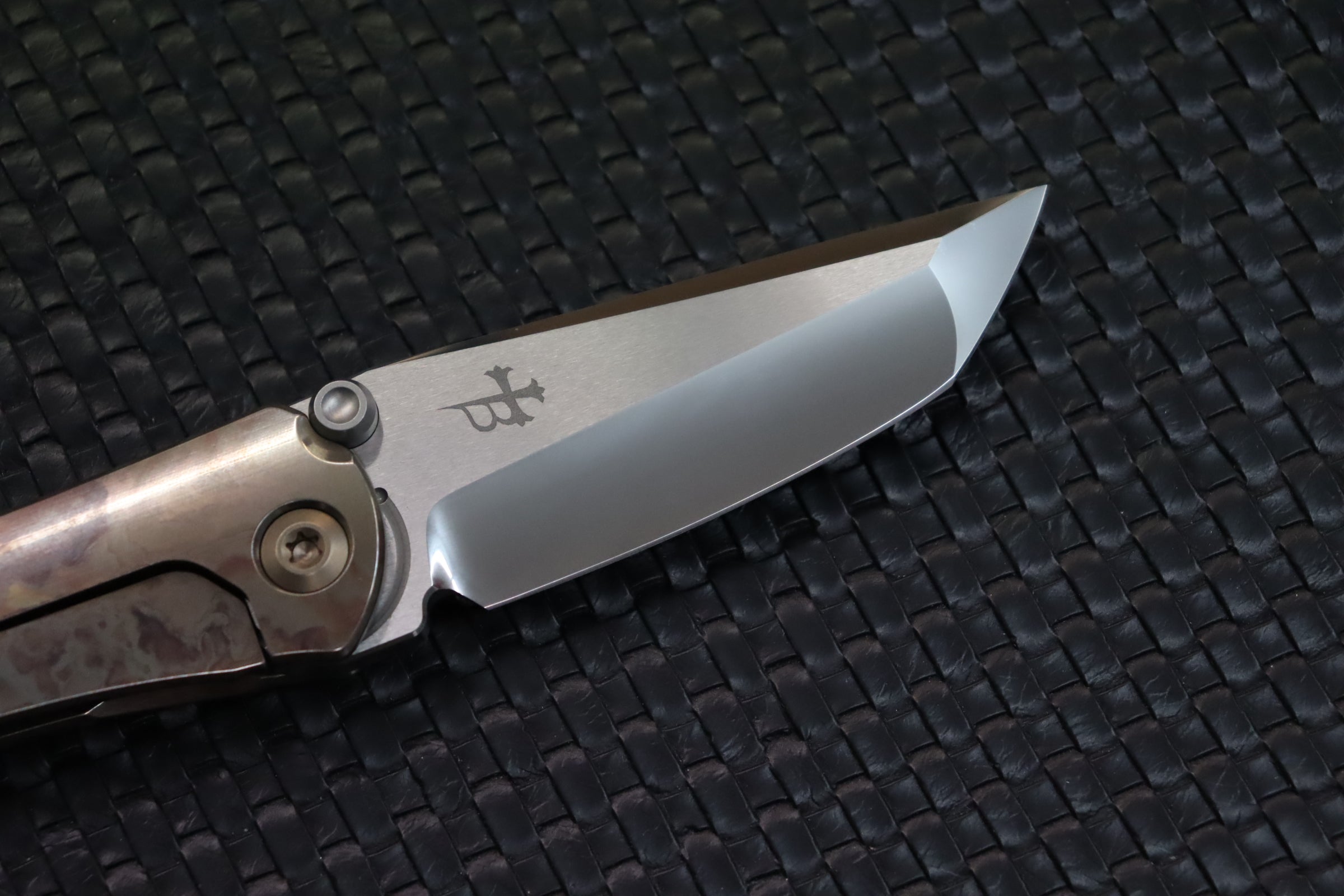 Marfione Custom Knives & Borka Blades Collaboration SBTF Diamond Finished M390 Blade & Bloodwash Scales