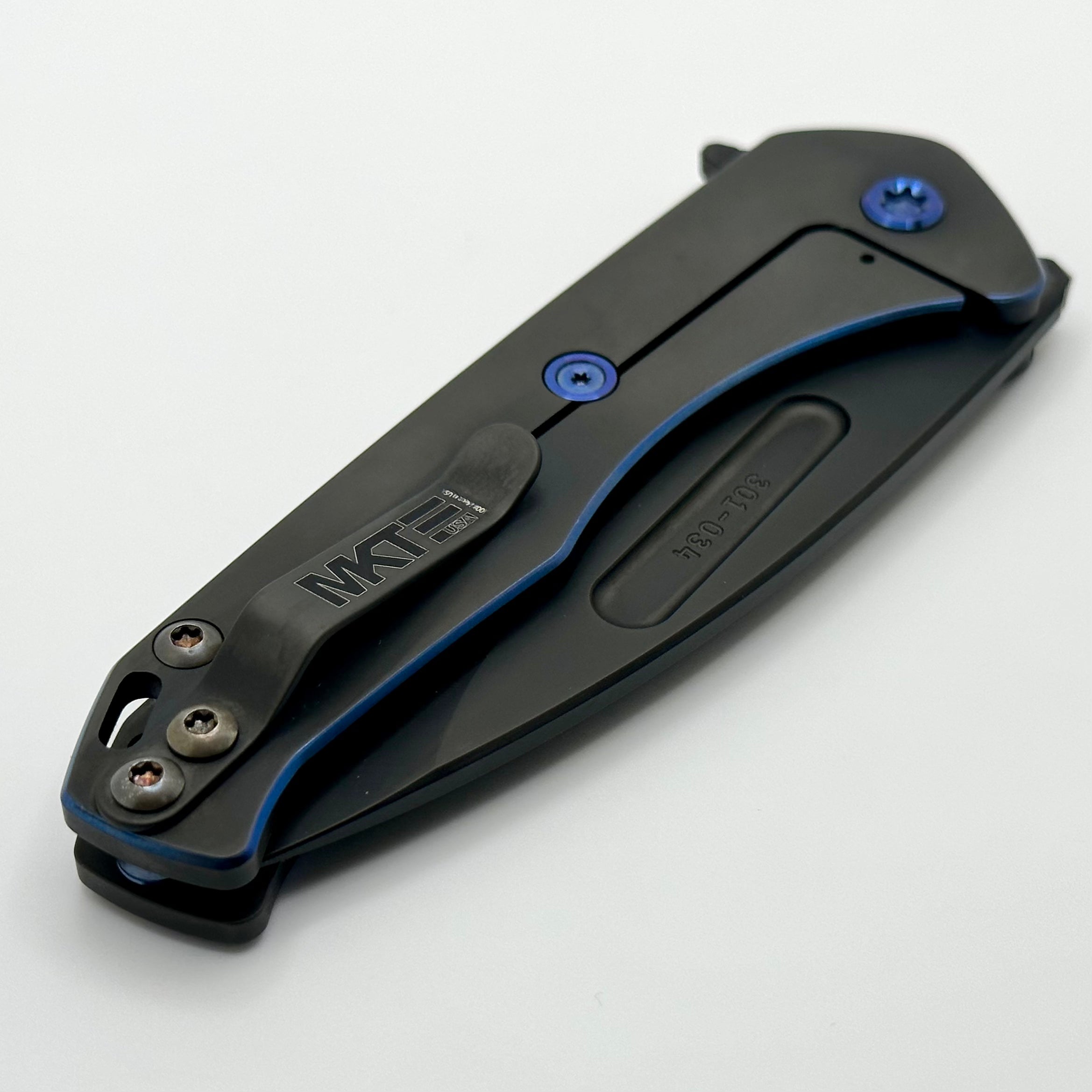 Medford Praetorian Slim Flipper S45VN PVD Drop Point & PVD Handles/Clip w/ Blue Hardware/Perimeters