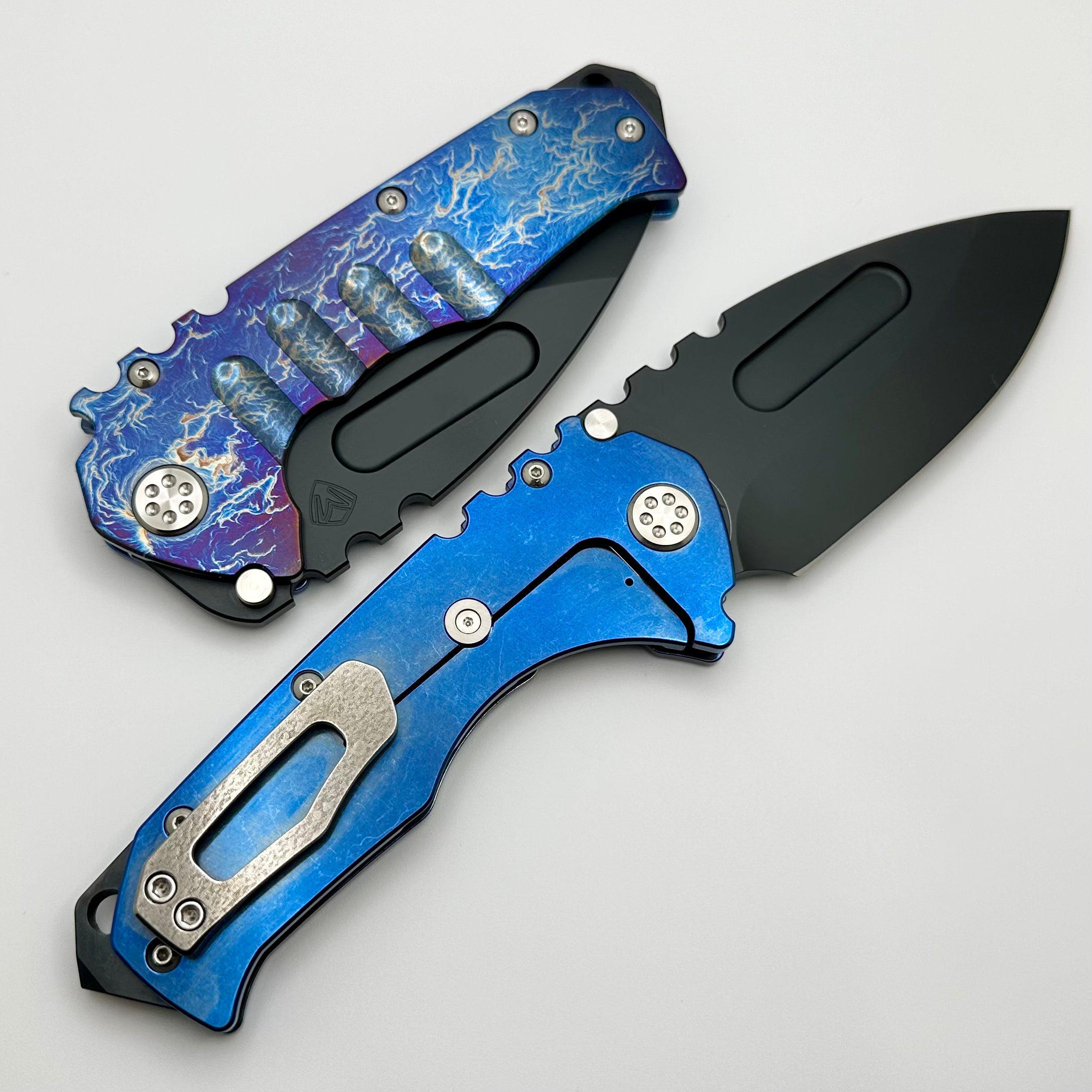 Medford Knife Praetorian T DLC Drop Point S45 & Flamed/Blue Tumbled Handle